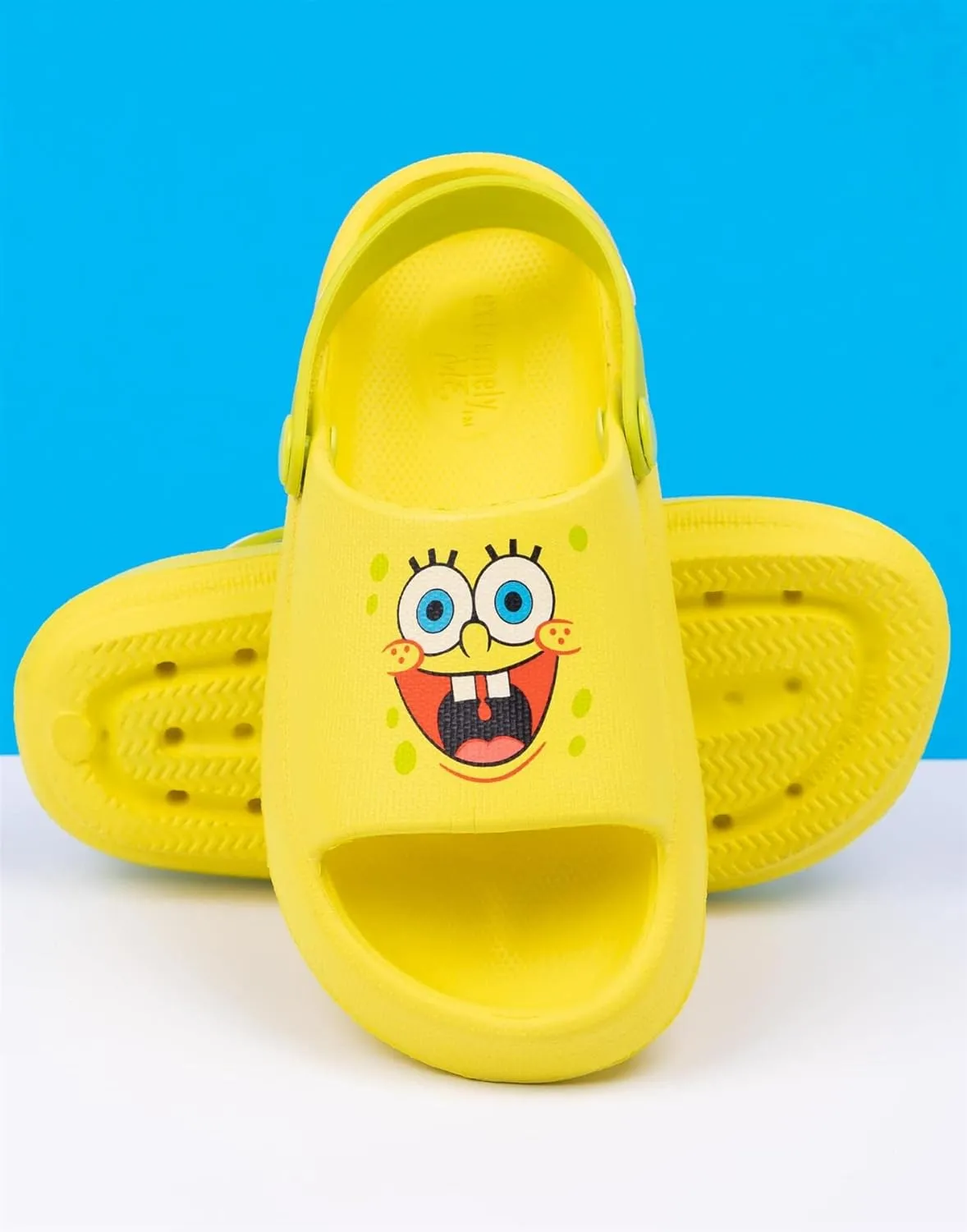 SpongeBob SquarePants Kids Sandals | Boys & Girls Sliders with Supportive Strap for Toddlers | Slip-on Summer Play Footwear
