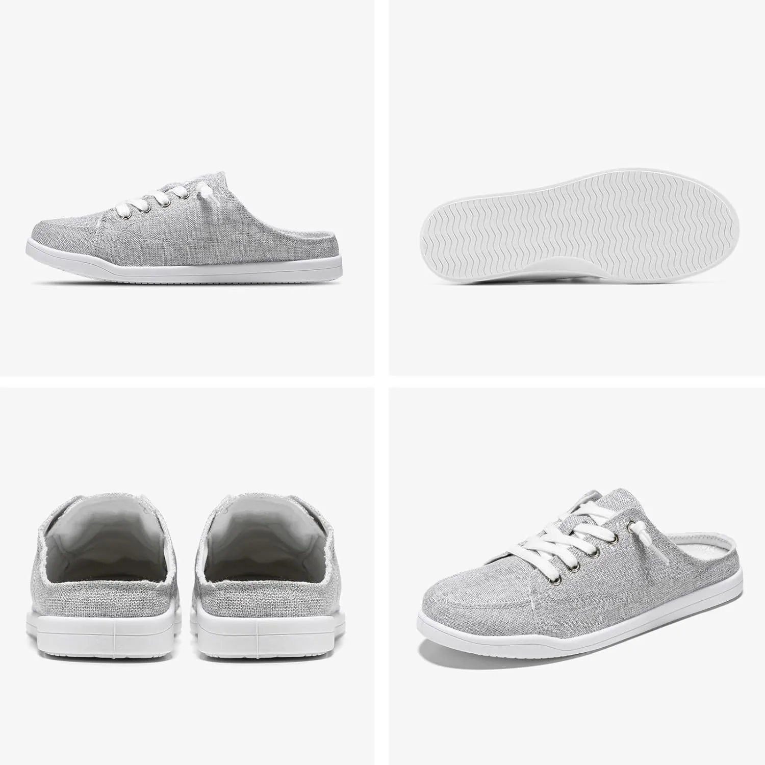 STQ Canvas Shoes for Women Slip on Mules Blackless Casual Sneakers Arch Support Tennis Shoes Iron Grey Size 6.5
