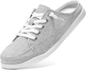 STQ Canvas Shoes for Women Slip on Mules Blackless Casual Sneakers Arch Support Tennis Shoes Iron Grey Size 6.5