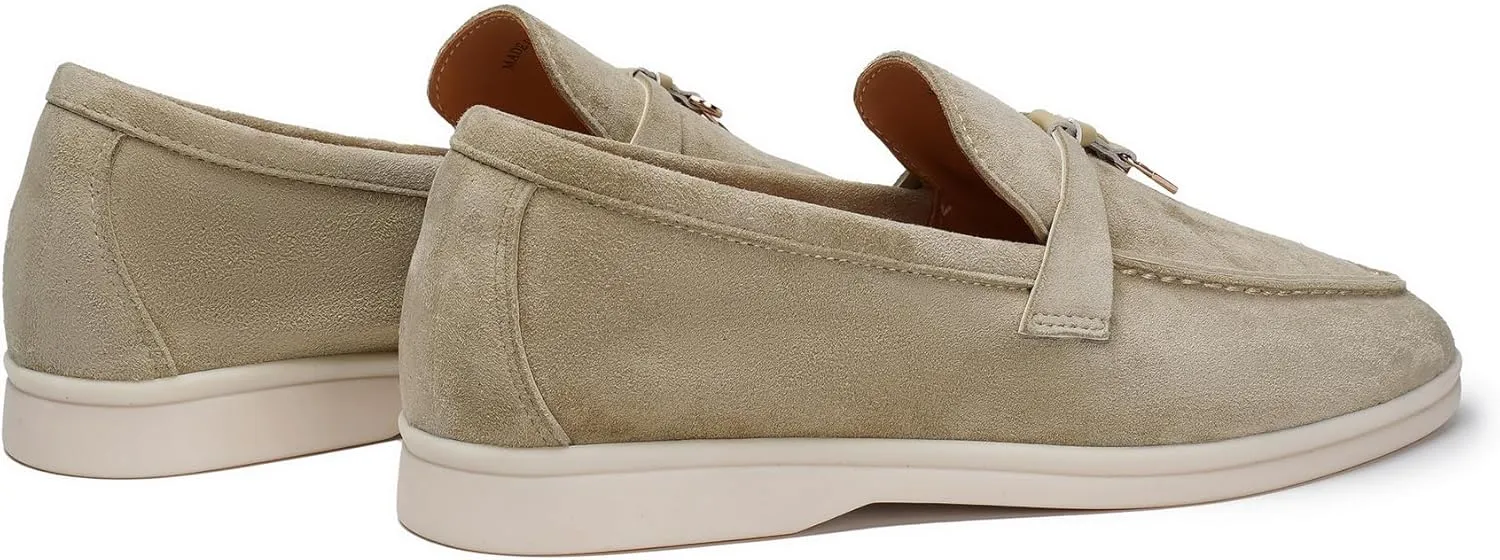 Suede Loafers for Women, Tassel Womens Flats Moccasin Slippers Walking Slip on Shoes Soft Sole Comfortable Spring Summer Mocasines para Mujer Genuine Leather