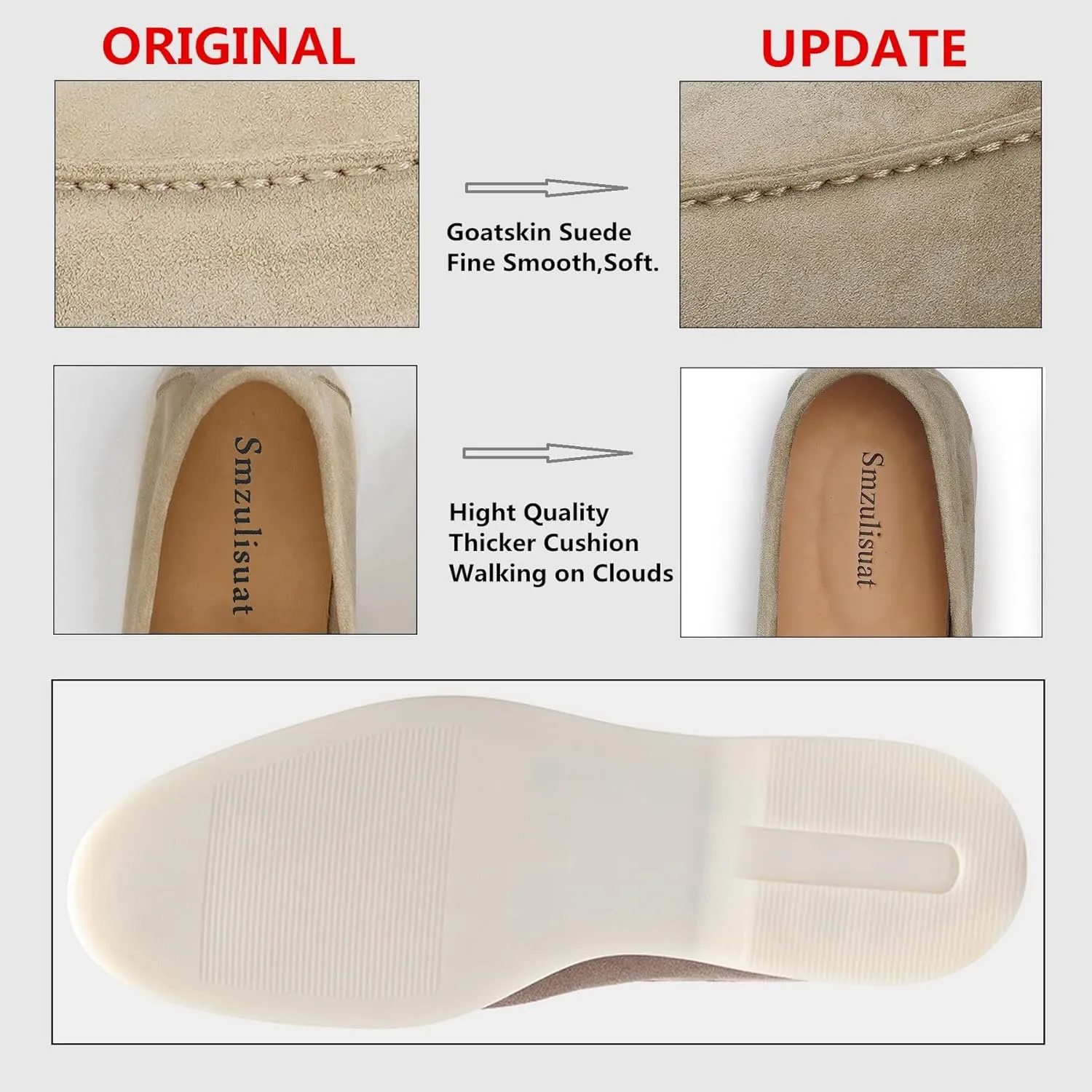 Suede Loafers for Women, Tassel Womens Flats Moccasin Slippers Walking Slip on Shoes Soft Sole Comfortable Spring Summer Mocasines para Mujer Genuine Leather