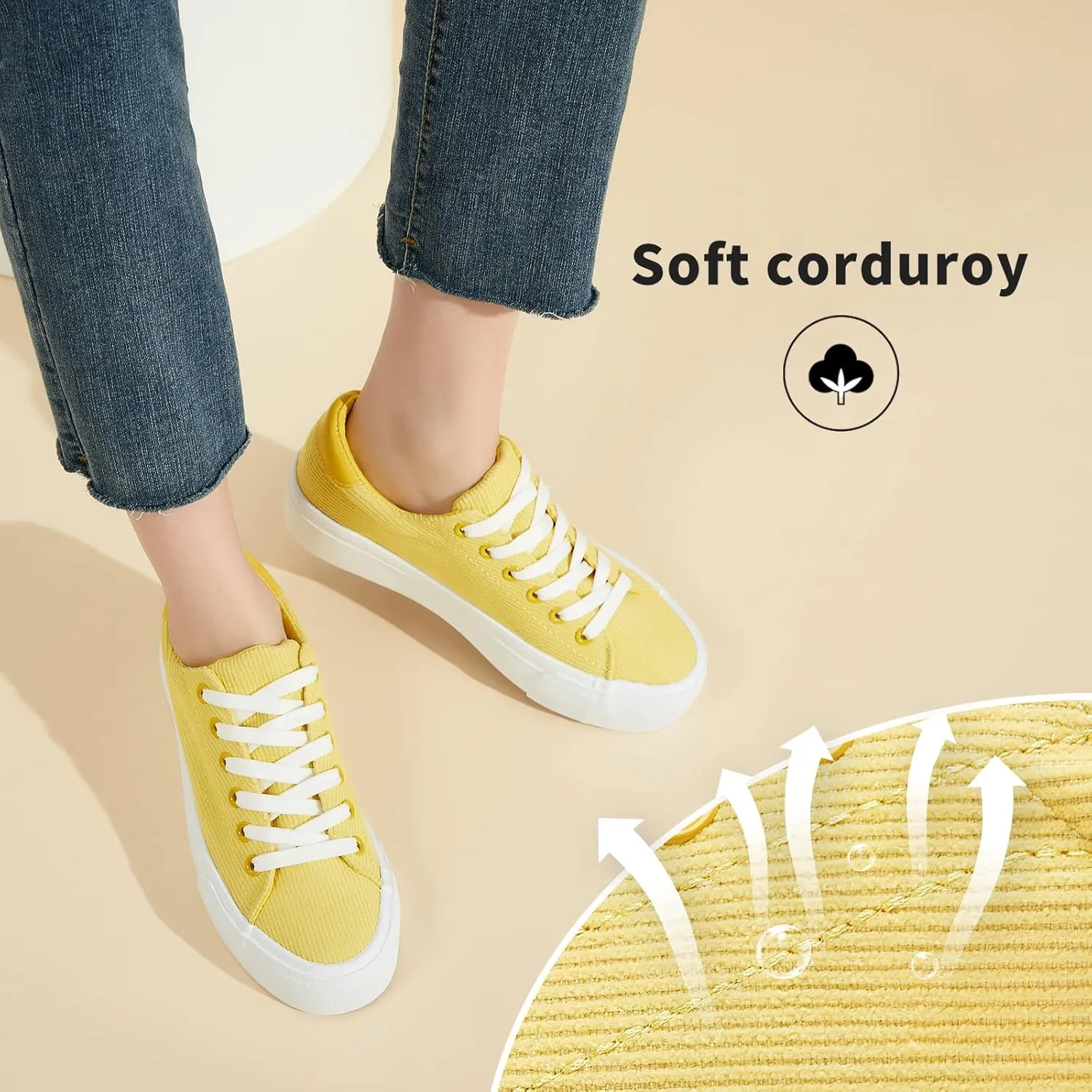 THATXUAOV Womens Platform Sneakers White Tennis Shoes Casual Low Top Fashion Sneakers