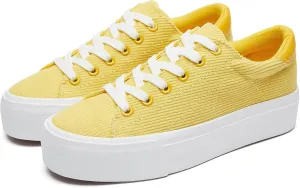 THATXUAOV Womens Platform Sneakers White Tennis Shoes Casual Low Top Fashion Sneakers