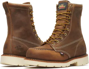 Thorogood American Heritage 8” Steel Toe Work Boots for Men - Full-Grain Leather with Moc Toe, Slip-Resistant Heel Outsole, and Comfort Insole; EH Rated