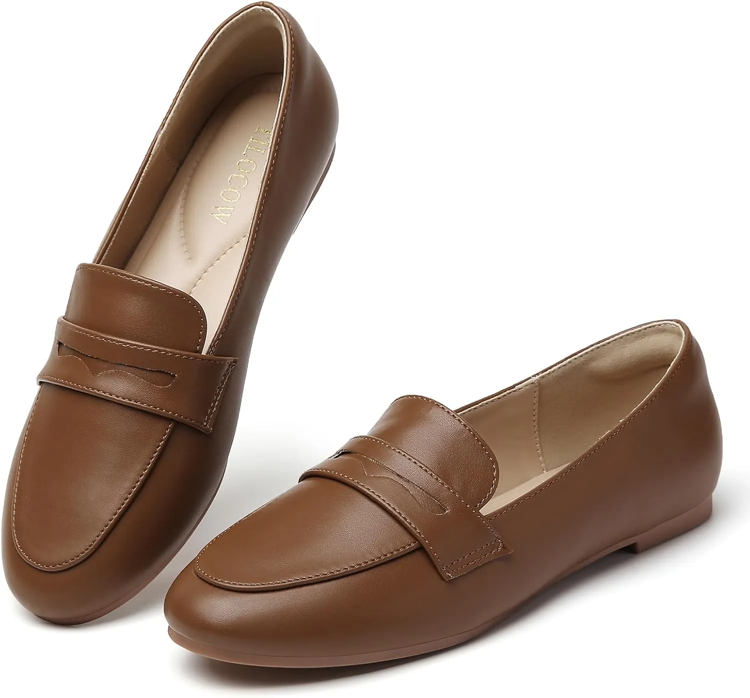 Tilocow Women's Loafers Penny Loafers for Women Comfortable Round Toe Flats Fashion Work Dressy Shoes