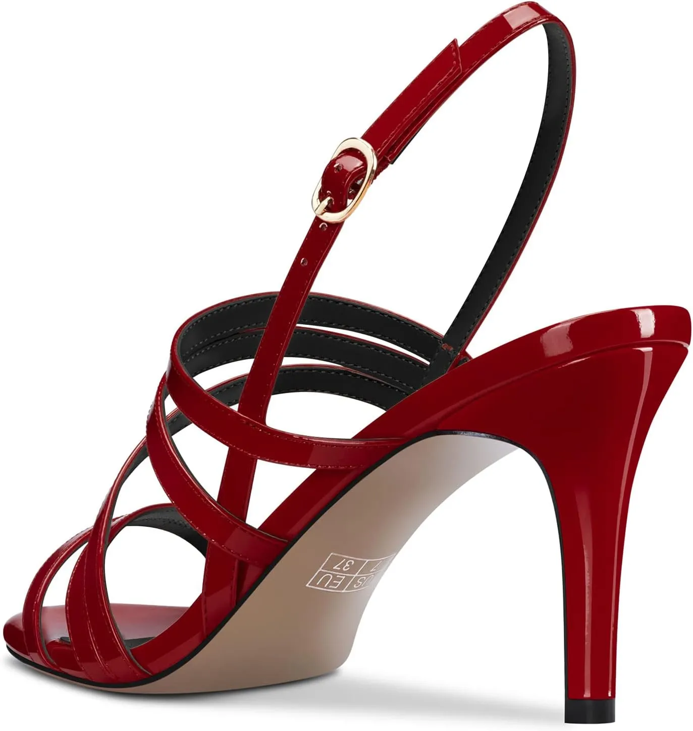 TNYNFBEB Women Mid Heel Peep Open Toe Sandals Ankle Strap Cross-Strap Buckle Prom Party Basic Classic 3.2 Inches Heels
