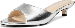 TNYNFBEB Womens Low Kitten Heel Open Toe Sandals Mules Shoes Slingback Prom Party Dress Summer 1.4 Inches Heels