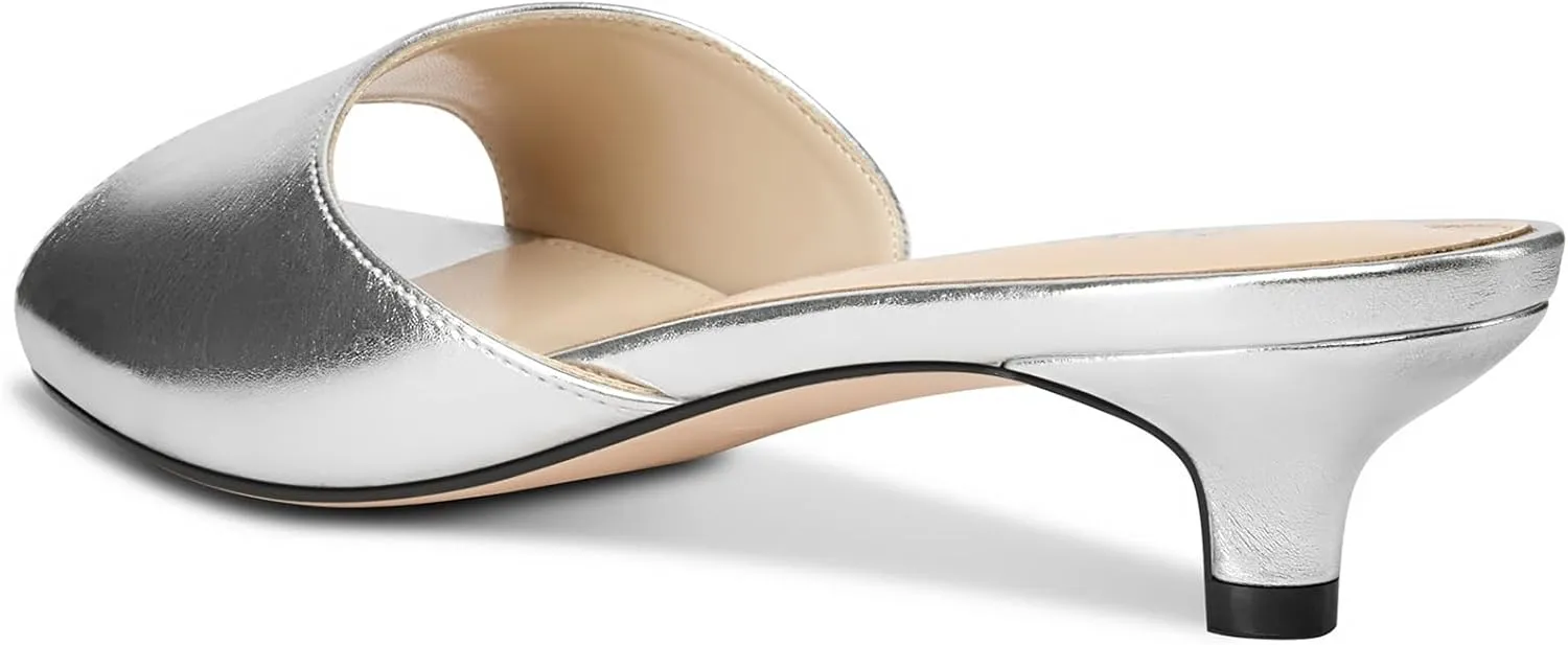 TNYNFBEB Womens Low Kitten Heel Open Toe Sandals Mules Shoes Slingback Prom Party Dress Summer 1.4 Inches Heels