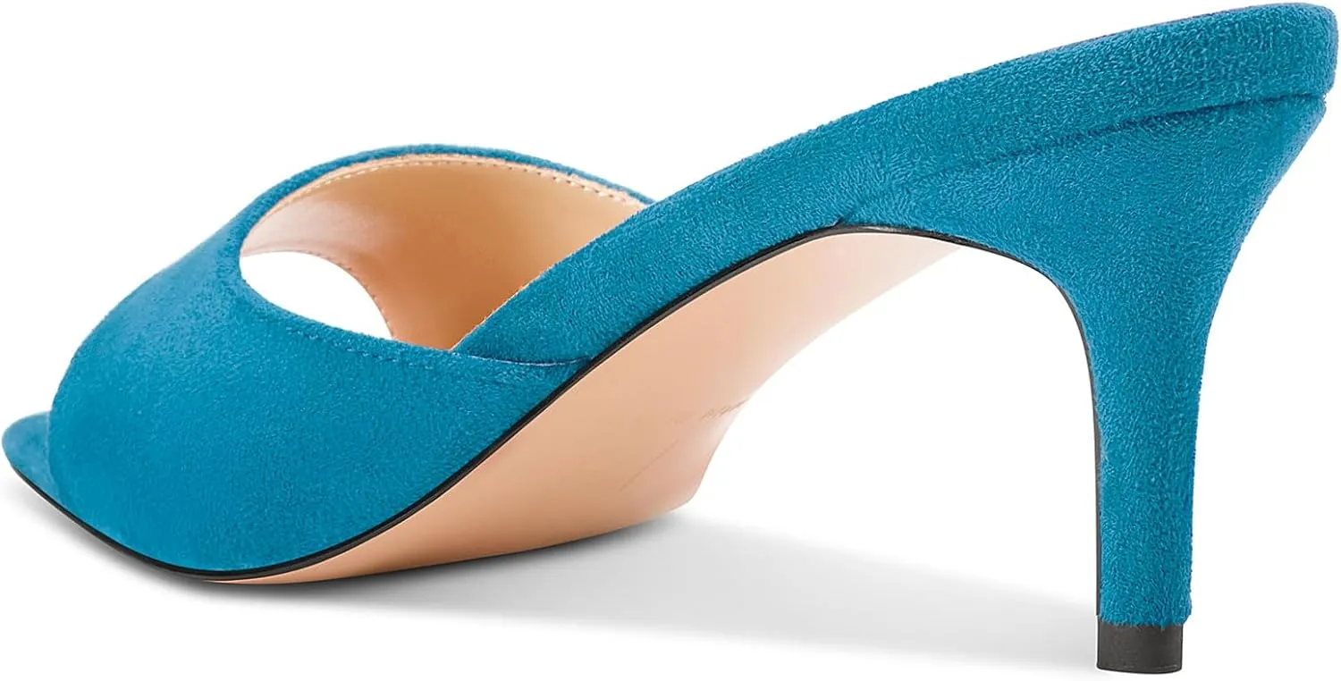 TNYNFBEB Womens Mid Heel Pointed Toe Sandals Mules Shoes Slip-on Slingback Prom Party Dress Basic Classic Summer 2.6 Inches Heels