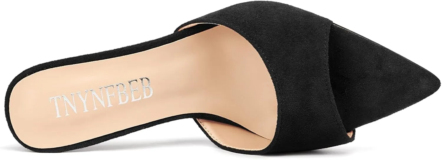 TNYNFBEB Womens Stiletto High Heel Pointed Open Toe Sandals Mules Shoes Slingback Slip-on Prom Party Dress Summer 3.9 Inches Heels