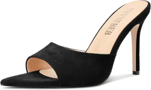 TNYNFBEB Womens Stiletto High Heel Pointed Open Toe Sandals Mules Shoes Slingback Slip-on Prom Party Dress Summer 3.9 Inches Heels
