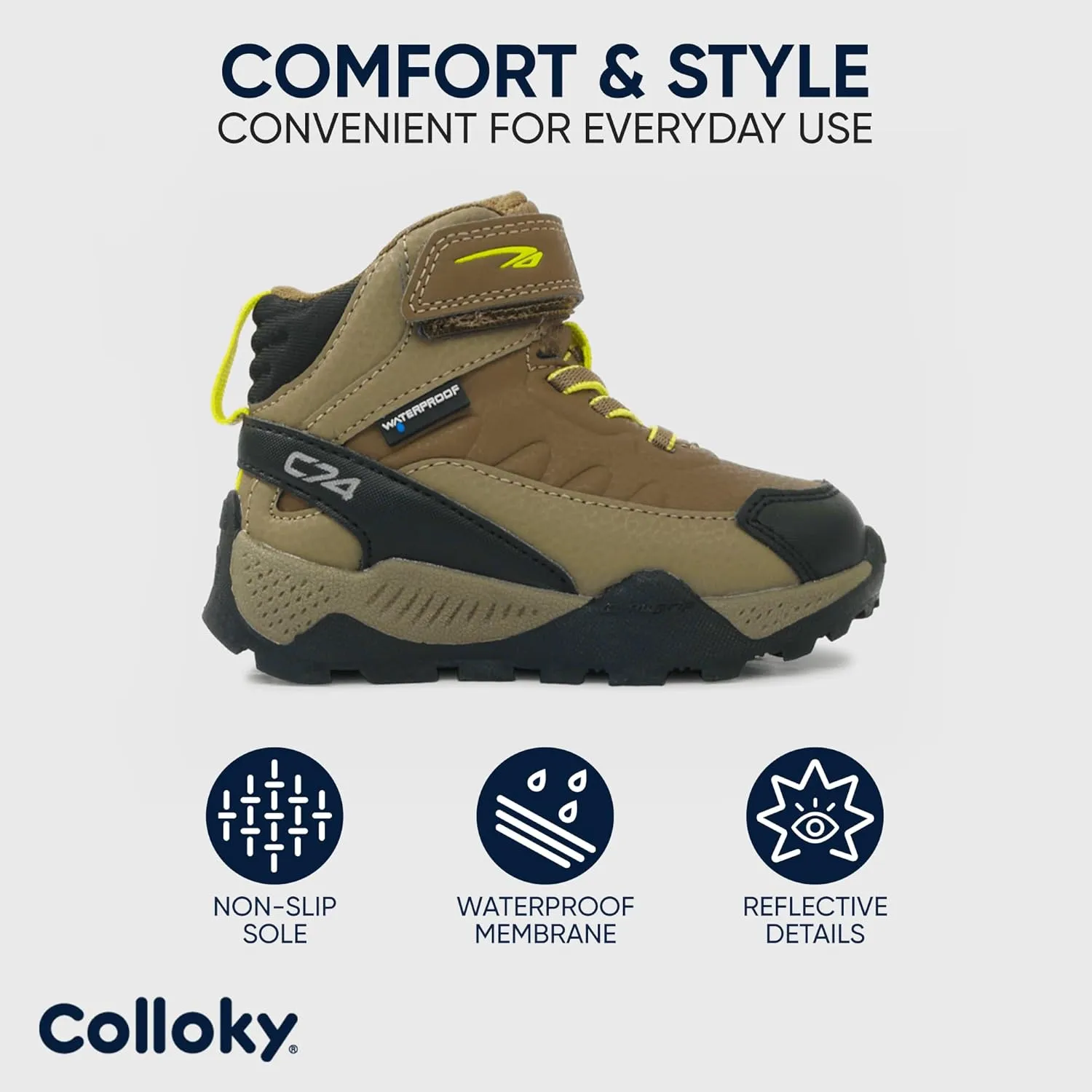 Toddler and Kids Hiking Boots - Waterproof, Slip-Resistant, Durable Outdoor Boots for Adventures and Play - Comfortable Multi-Terrain Shoes