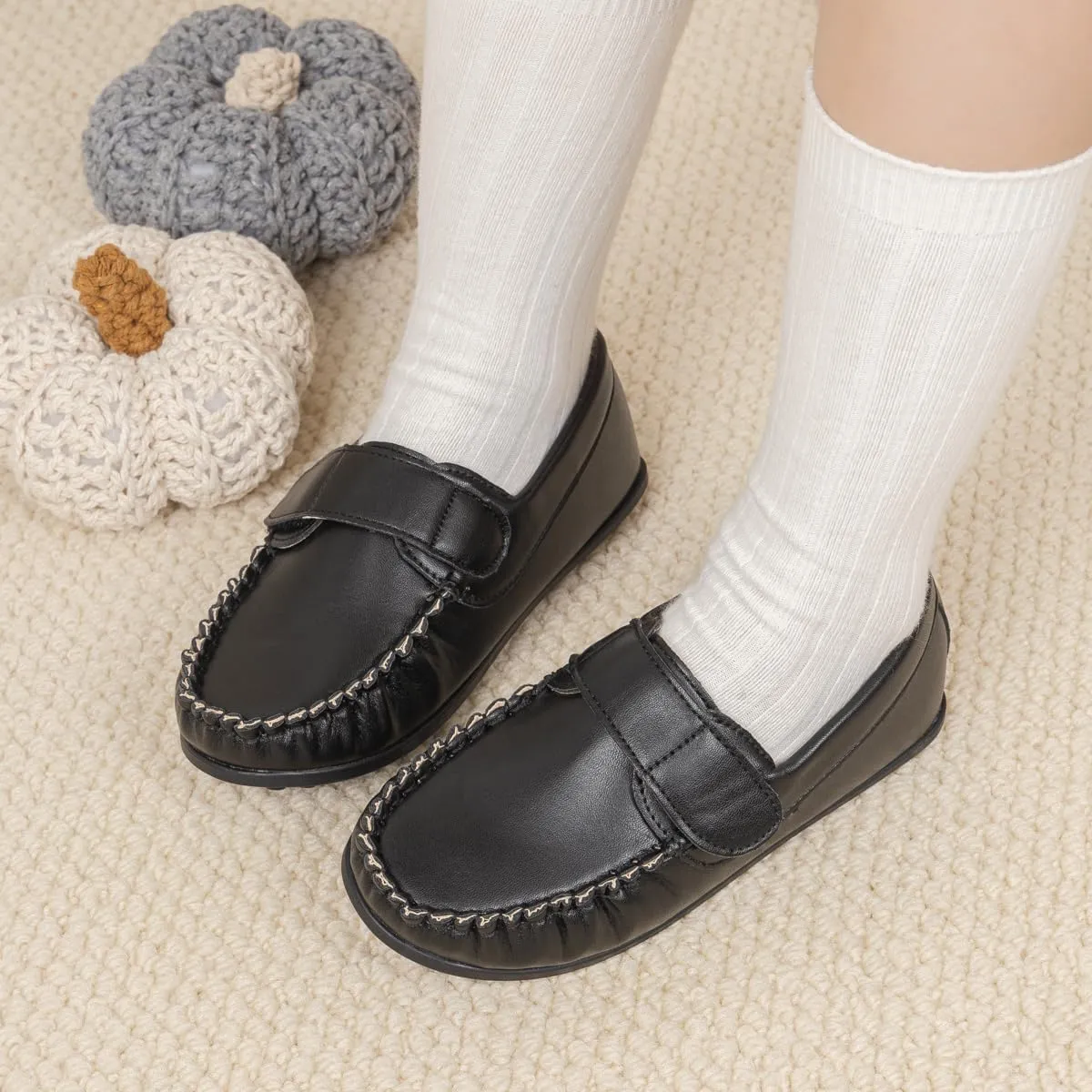 Toddler Boys Girls Leather Loafers,Little Kids Soft Slip-On Dress Shoes,Moccasins Flat Boat Shoes Casual Daily Walking Wedding Church School