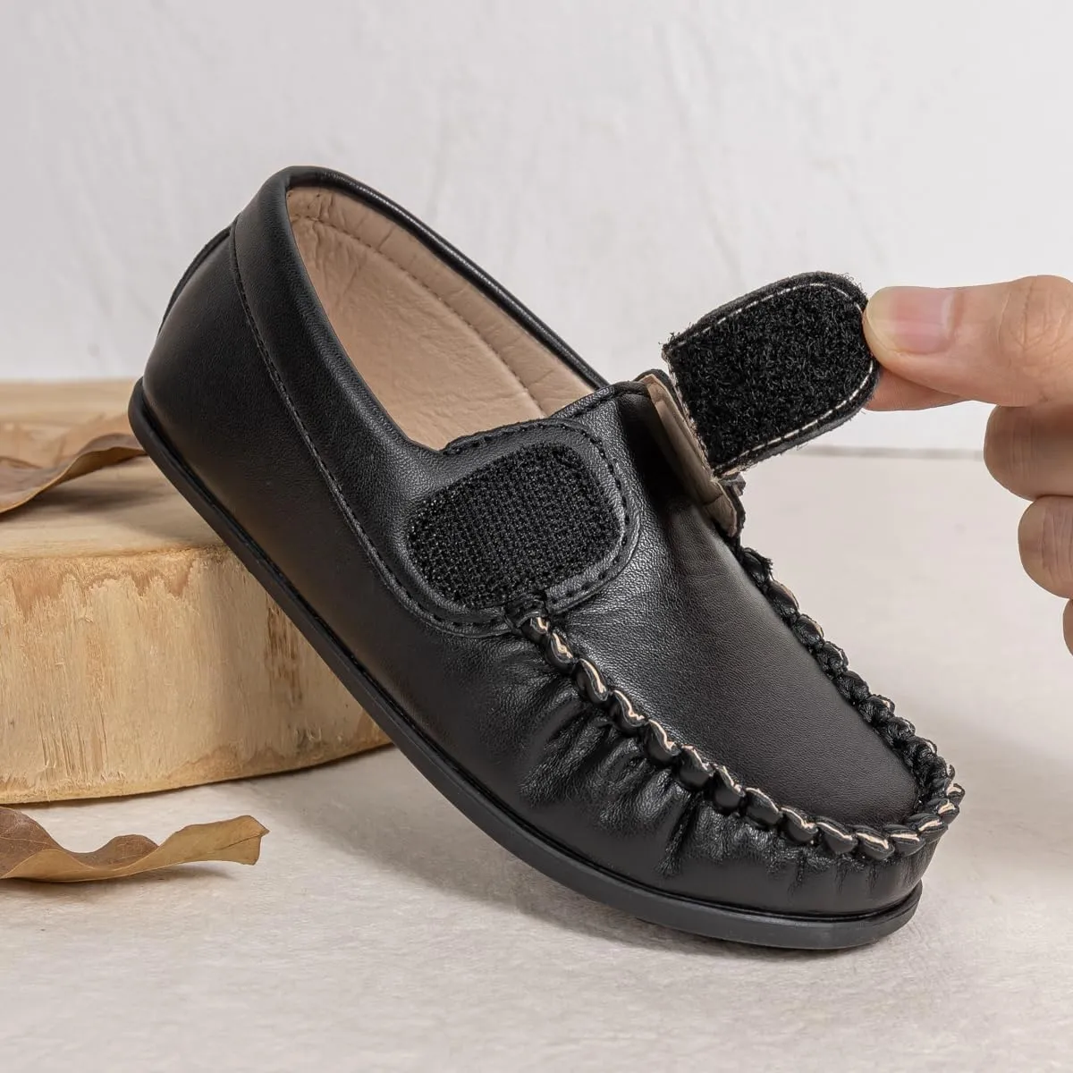 Toddler Boys Girls Leather Loafers,Little Kids Soft Slip-On Dress Shoes,Moccasins Flat Boat Shoes Casual Daily Walking Wedding Church School