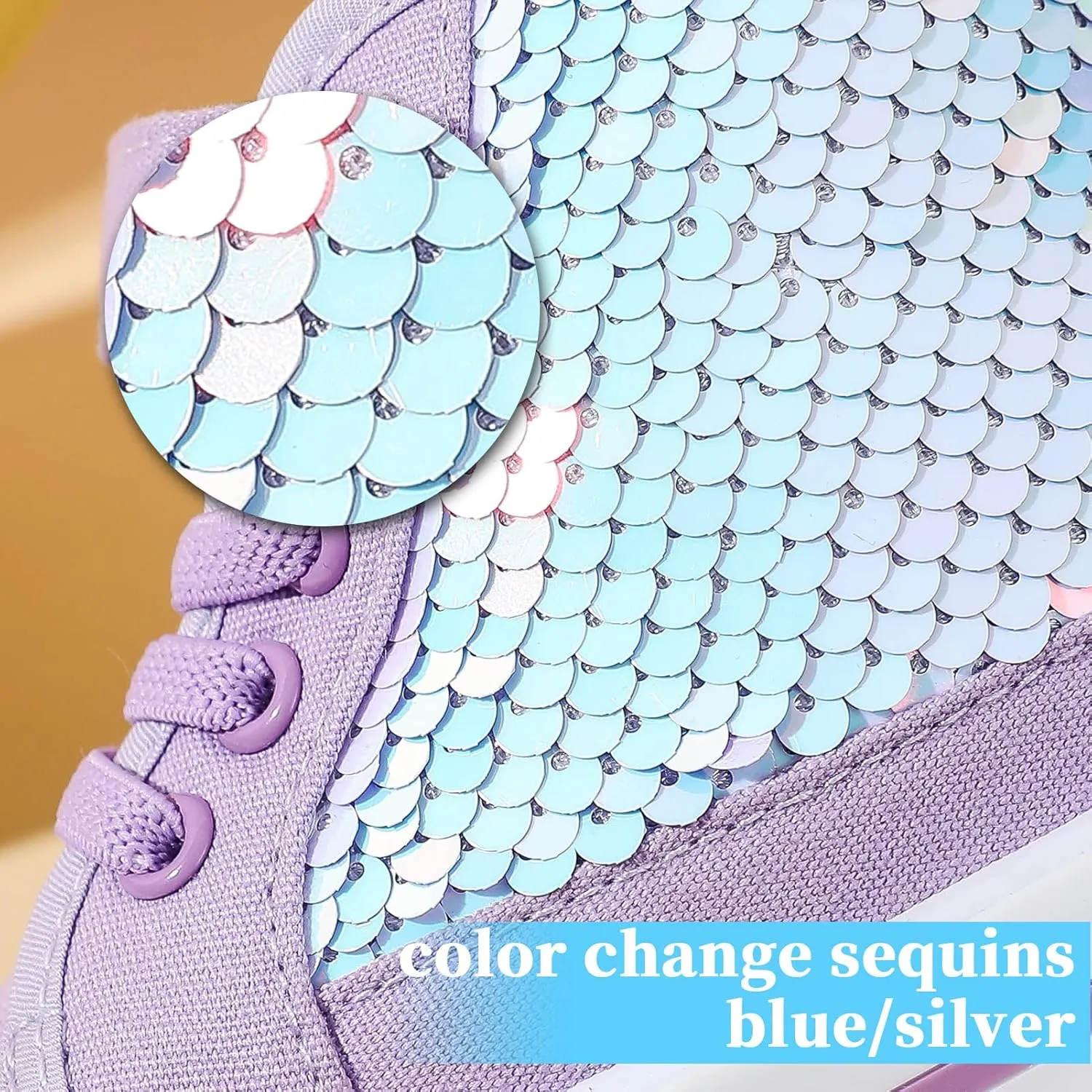 Toddler Girls Sneakers Kids High Top Casual Canvas Shoes with Sparkle Color Change Flipping Sequins