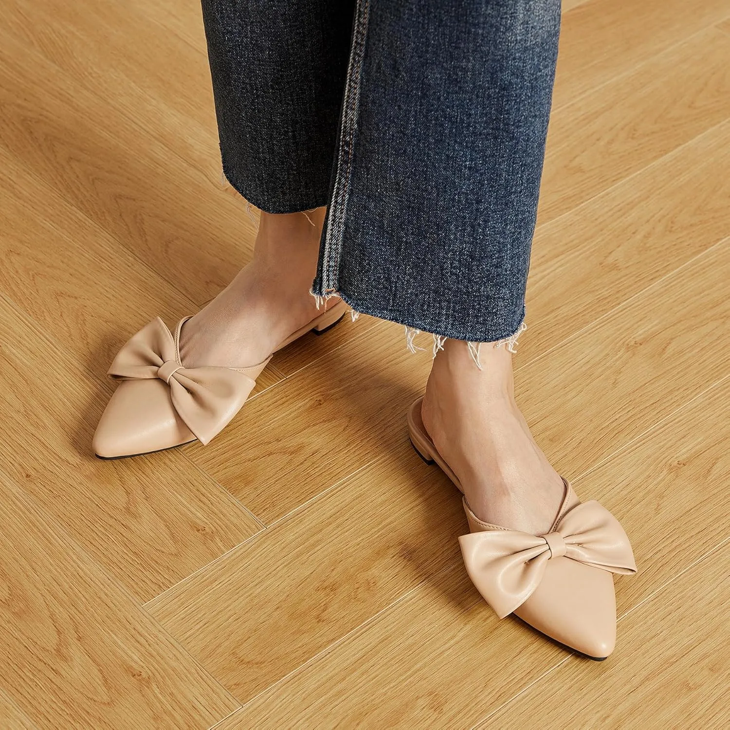 Trary Mules for Women Flats, Pointed Toe Womens Mules with Heels, Black Mules Shoes for Women, Bow Mules Women's Flats, Slip On Flats Flat Mules, Backless Loafers for Women, Women's Mules & Clogs