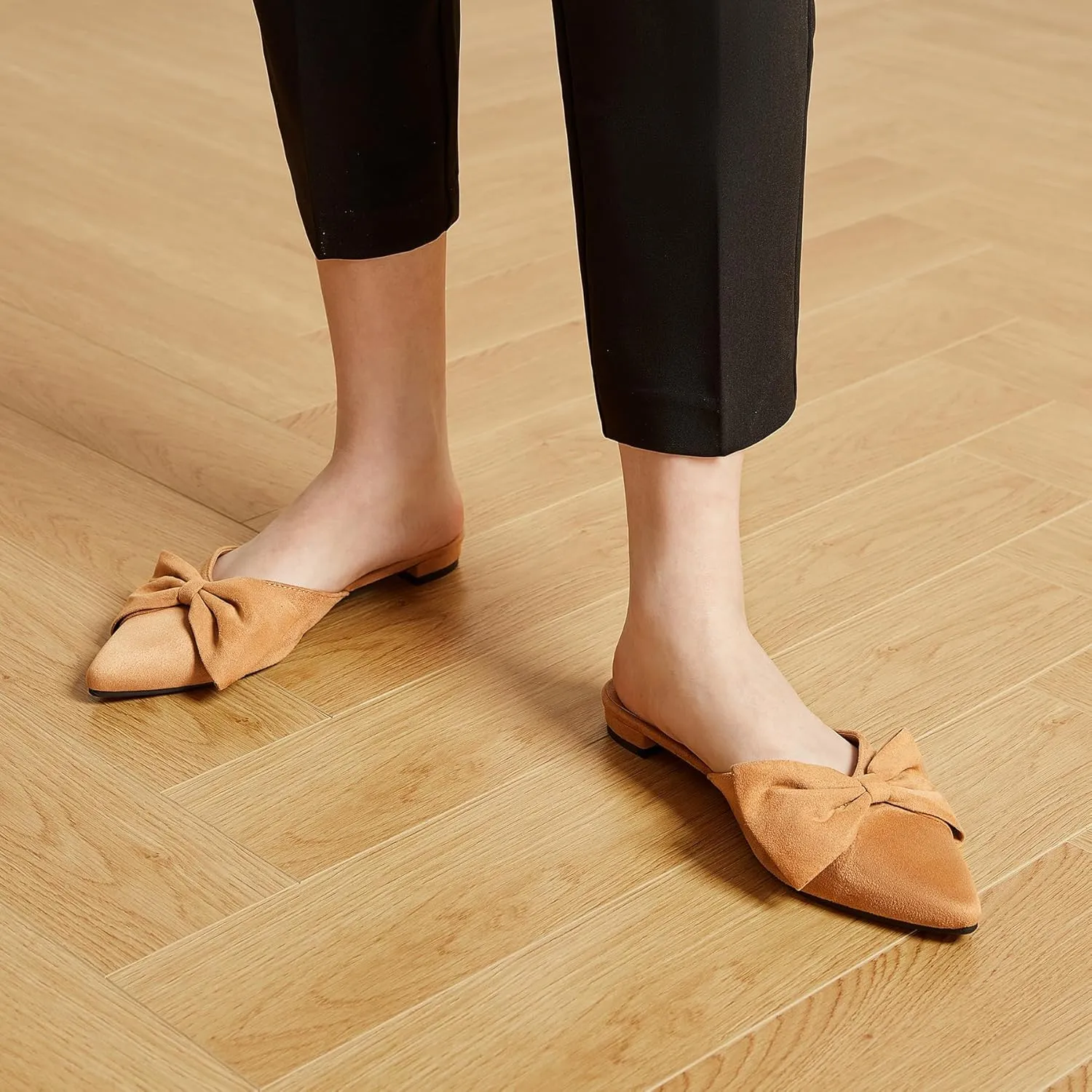 Trary Mules for Women Flats, Pointed Toe Womens Mules with Heels, Black Mules Shoes for Women, Bow Mules Women's Flats, Slip On Flats Flat Mules, Backless Loafers for Women, Women's Mules & Clogs