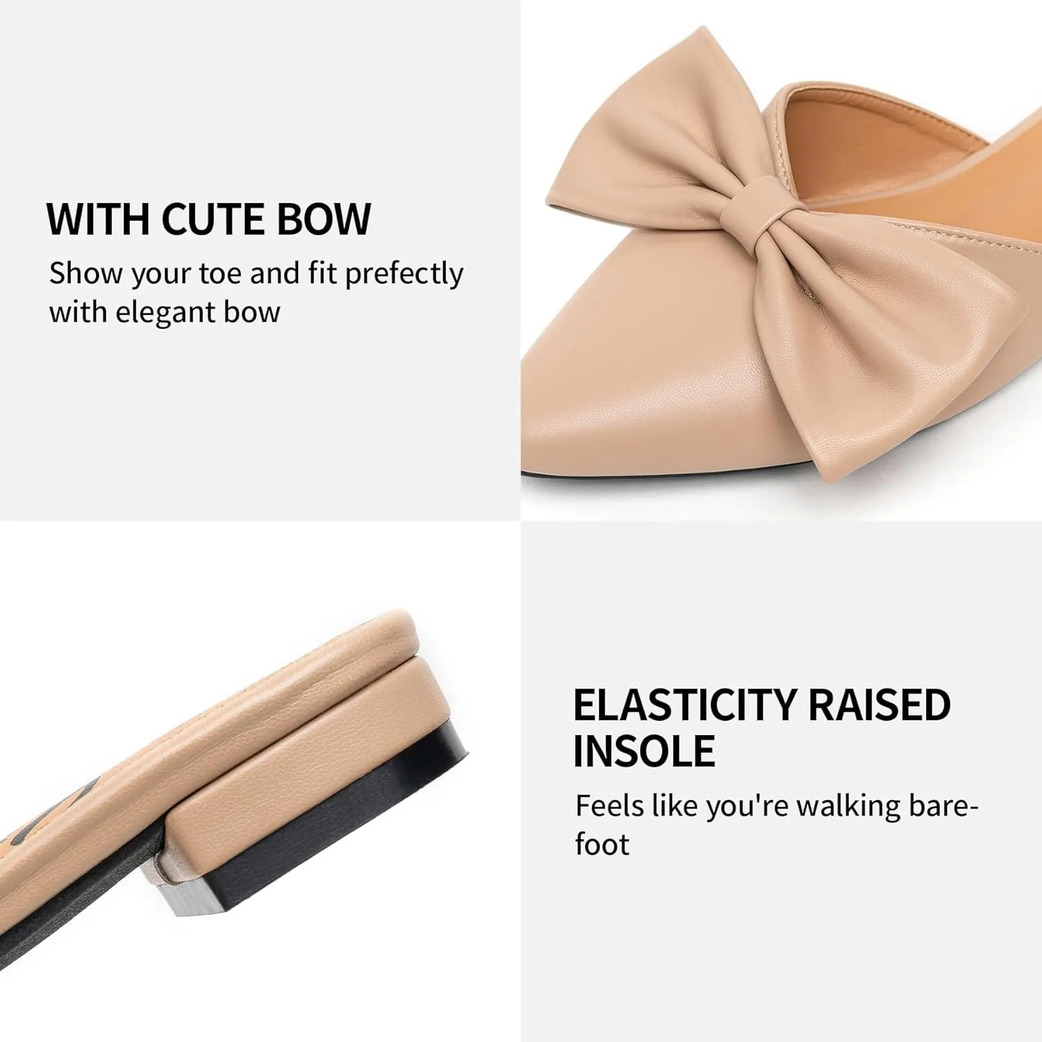 Trary Mules for Women Flats, Pointed Toe Womens Mules with Heels, Black Mules Shoes for Women, Bow Mules Women's Flats, Slip On Flats Flat Mules, Backless Loafers for Women, Women's Mules & Clogs