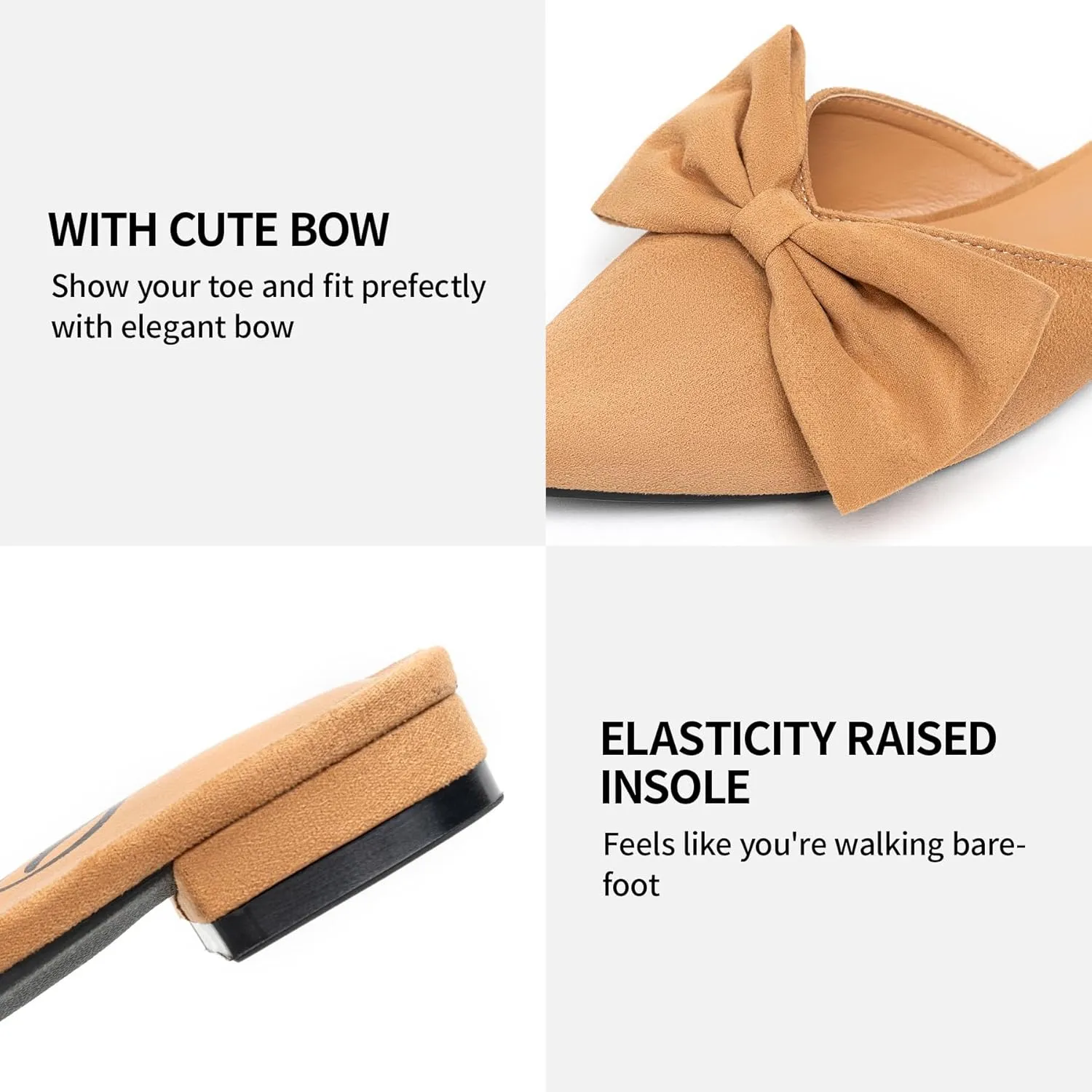 Trary Mules for Women Flats, Pointed Toe Womens Mules with Heels, Black Mules Shoes for Women, Bow Mules Women's Flats, Slip On Flats Flat Mules, Backless Loafers for Women, Women's Mules & Clogs