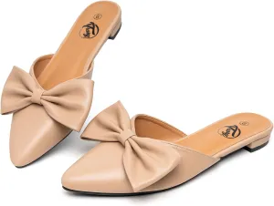 Trary Mules for Women Flats, Pointed Toe Womens Mules with Heels, Black Mules Shoes for Women, Bow Mules Women's Flats, Slip On Flats Flat Mules, Backless Loafers for Women, Women's Mules & Clogs