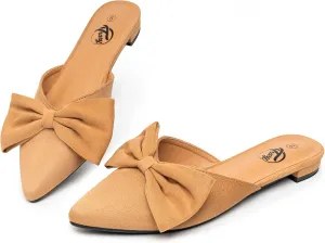 Trary Mules for Women Flats, Pointed Toe Womens Mules with Heels, Black Mules Shoes for Women, Bow Mules Women's Flats, Slip On Flats Flat Mules, Backless Loafers for Women, Women's Mules & Clogs