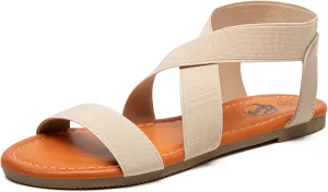 Trary Sandals Women, Womens Sandals, Flat Sandals for Women Dressy Summer, Women's Sandals, Elastic Sandals for Women, Cute Sandals, Open Toe Dress Sandals,Wide Sandles Womans, Sandalias Para Mujer