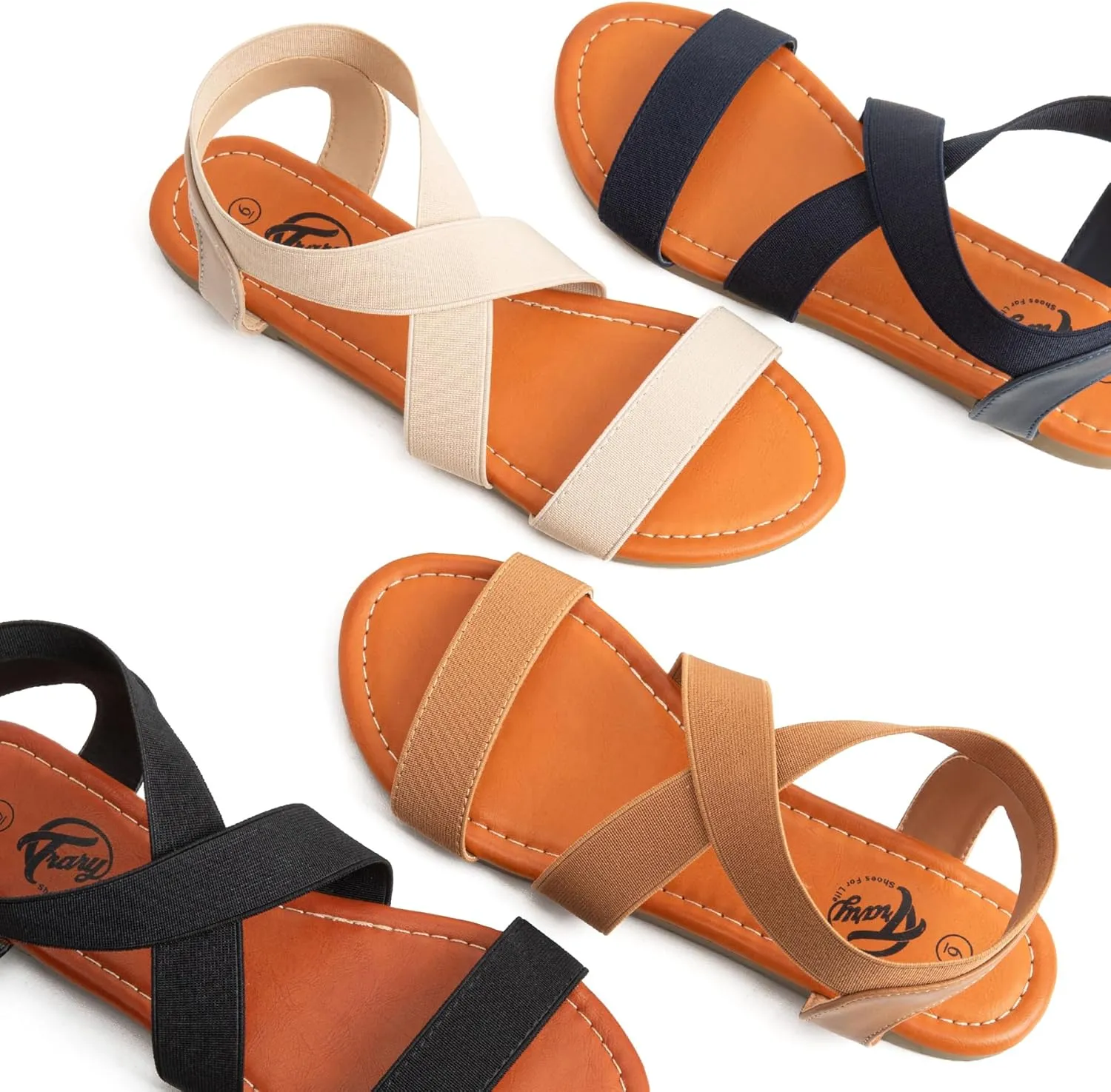 Trary Sandals Women, Womens Sandals, Flat Sandals for Women Dressy Summer, Women's Sandals, Elastic Sandals for Women, Cute Sandals, Open Toe Dress Sandals,Wide Sandles Womans, Sandalias Para Mujer