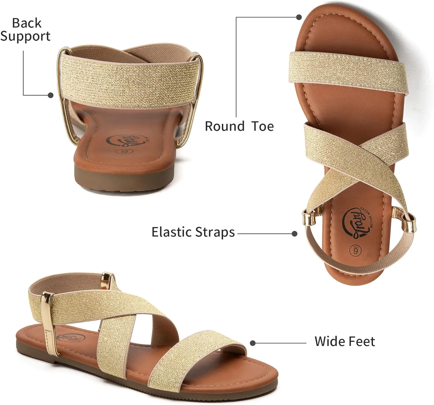 Trary Sandals Women, Womens Sandals, Flat Sandals for Women Dressy Summer, Women's Sandals, Elastic Sandals for Women, Cute Sandals, Open Toe Dress Sandals,Wide Sandles Womans, Sandalias Para Mujer
