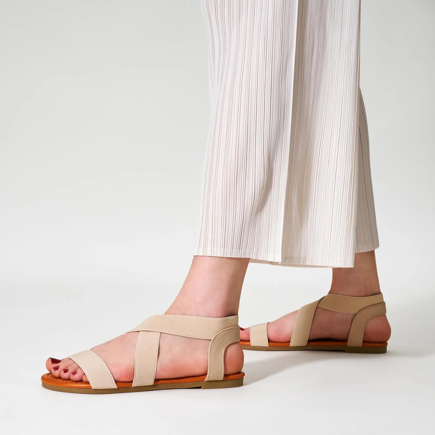 Trary Sandals Women, Womens Sandals, Flat Sandals for Women Dressy Summer, Women's Sandals, Elastic Sandals for Women, Cute Sandals, Open Toe Dress Sandals,Wide Sandles Womans, Sandalias Para Mujer