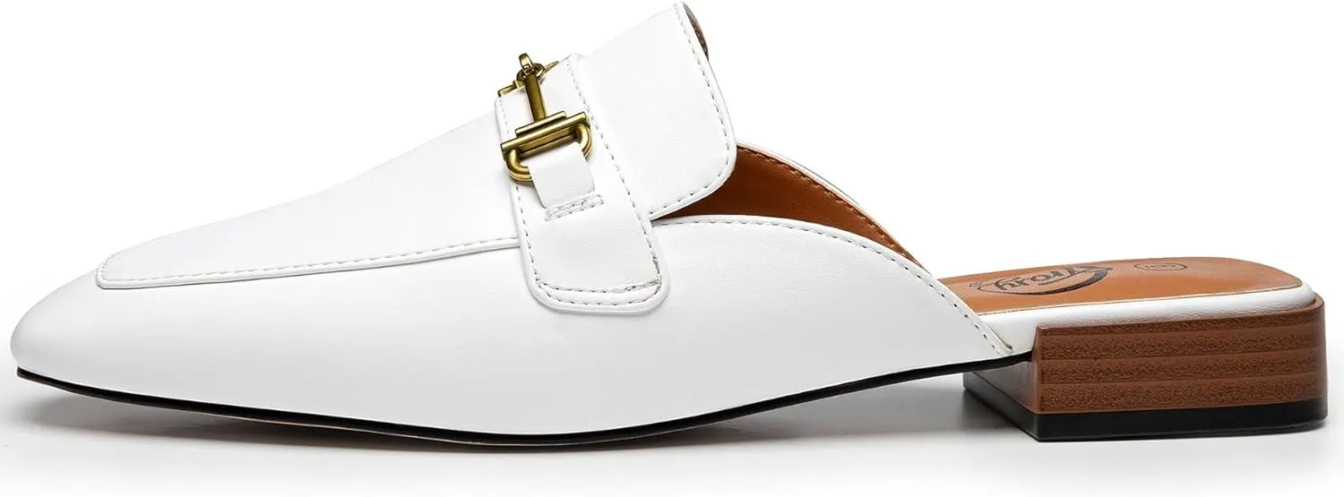 Trary Women's Mules & Loafers, Black Square Toe Mules, Classic Dressy & Casual Comfortable Shoes