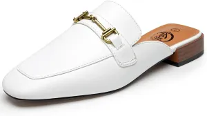 Trary Women's Mules & Loafers, Black Square Toe Mules, Classic Dressy & Casual Comfortable Shoes