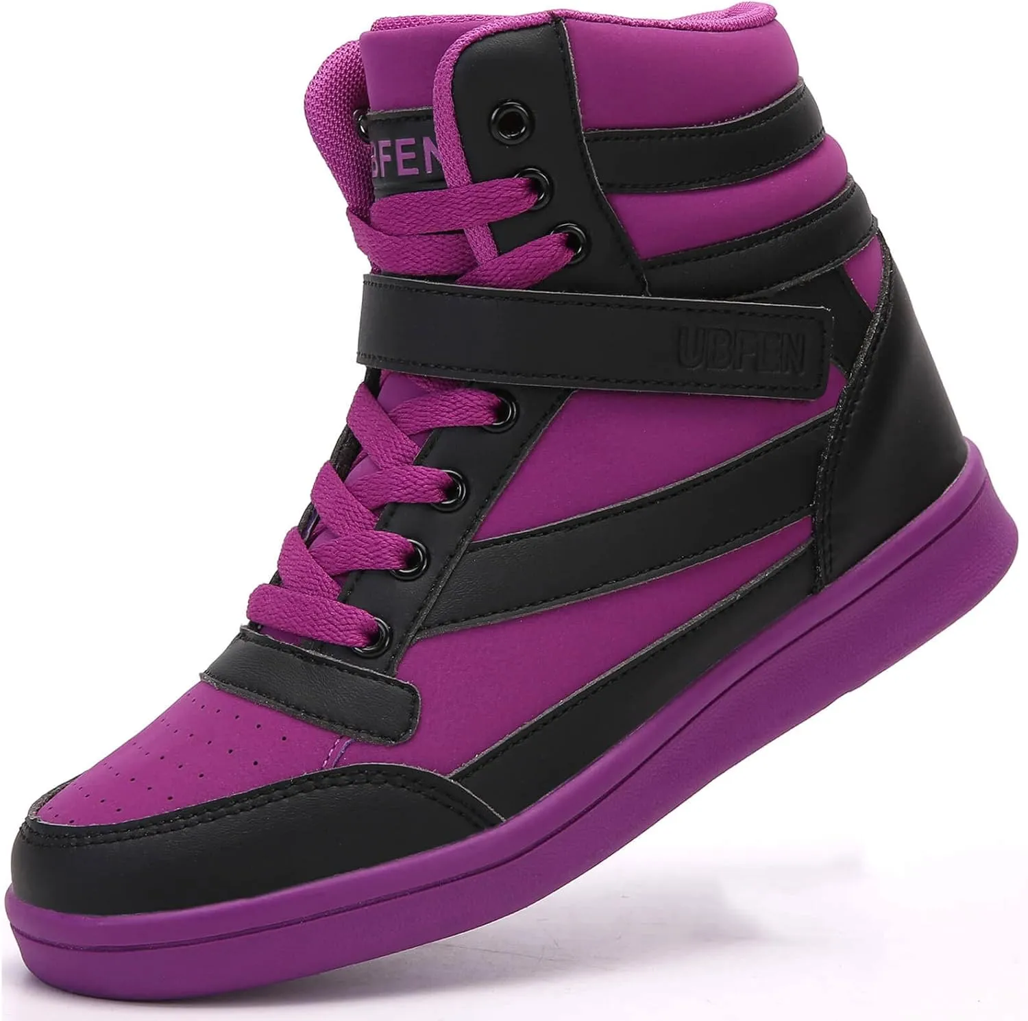 UBFEN Womens High Top Ankle Support Sneakers Vibrant Colour Hidden Wedge Heel Retro 80s Tennis Shoes for Girls Cosplay Removable Insole Backpacking Boots