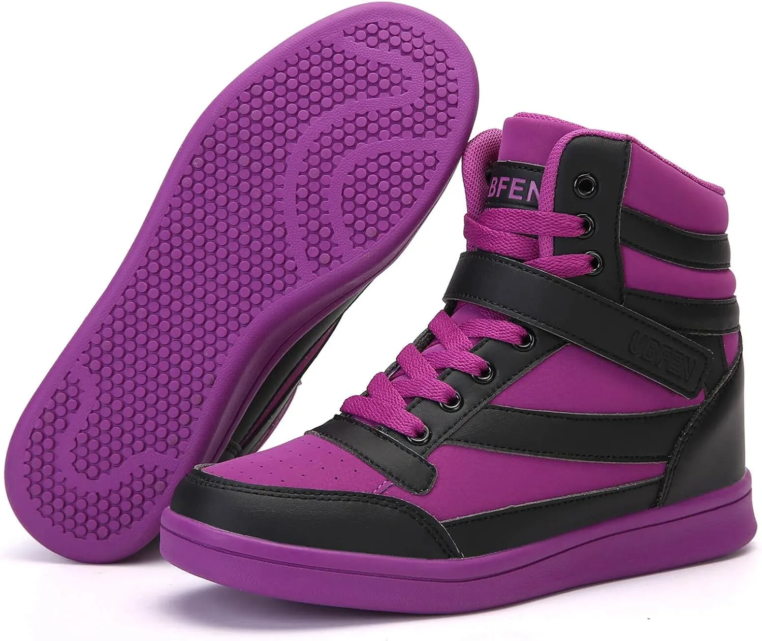 UBFEN Womens High Top Ankle Support Sneakers Vibrant Colour Hidden Wedge Heel Retro 80s Tennis Shoes for Girls Cosplay Removable Insole Backpacking Boots