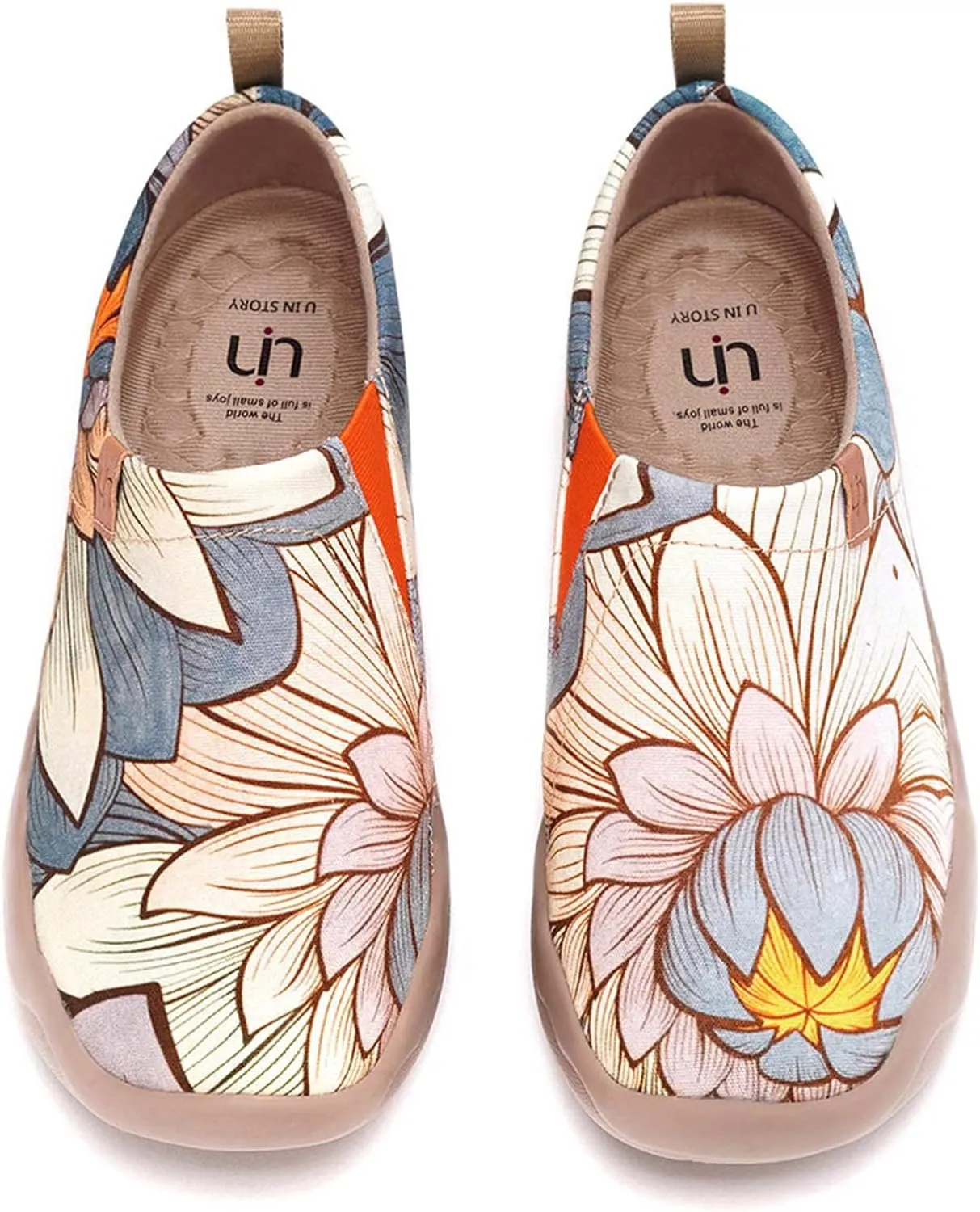 UIN Women's Blossom Slip On Shoes Colorful Comfortable Lightweight Art Travel Sneakers Casual Floral Stylish Everyday Loafers