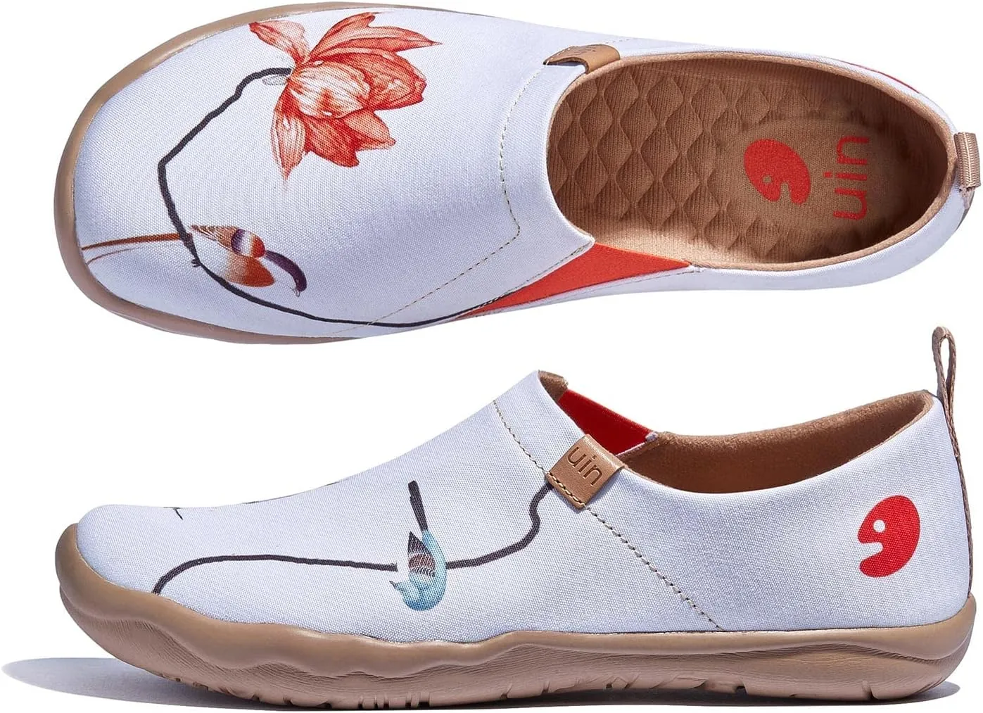 UIN Women's Blossom Slip On Shoes Colorful Comfortable Lightweight Art Travel Sneakers Casual Floral Stylish Everyday Loafers