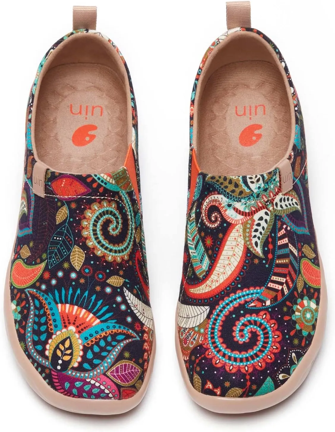 UIN Women's Blossom Slip On Shoes Colorful Comfortable Lightweight Art Travel Sneakers Casual Floral Stylish Everyday Loafers