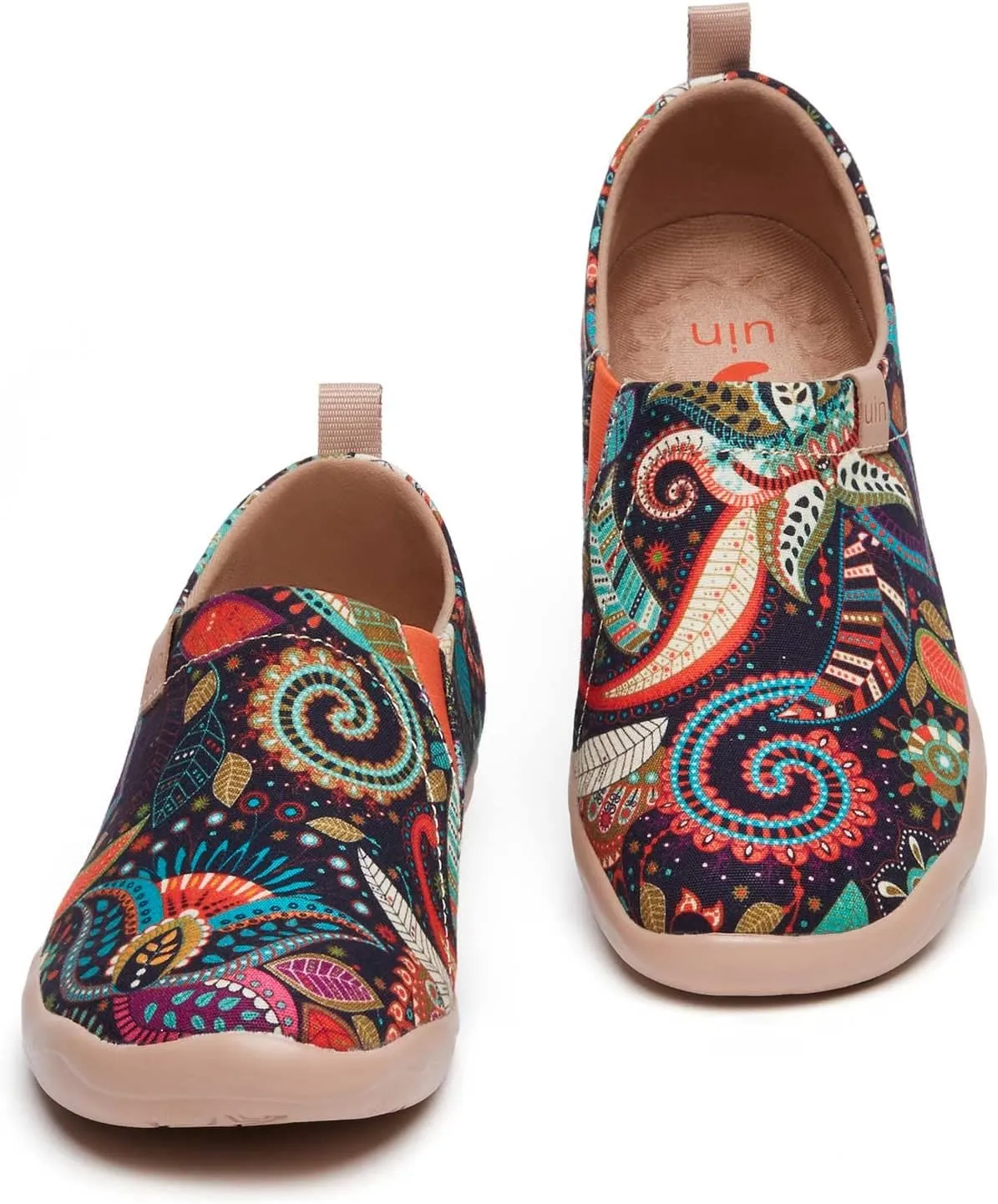 UIN Women's Blossom Slip On Shoes Colorful Comfortable Lightweight Art Travel Sneakers Casual Floral Stylish Everyday Loafers