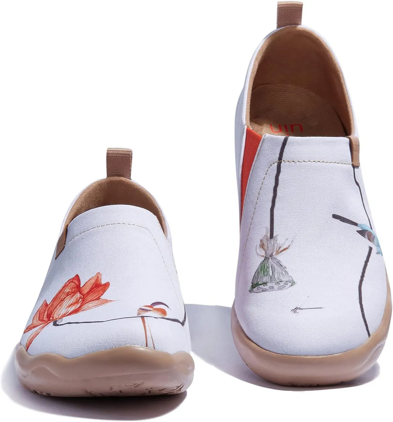 UIN Women's Blossom Slip On Shoes Colorful Comfortable Lightweight Art Travel Sneakers Casual Floral Stylish Everyday Loafers