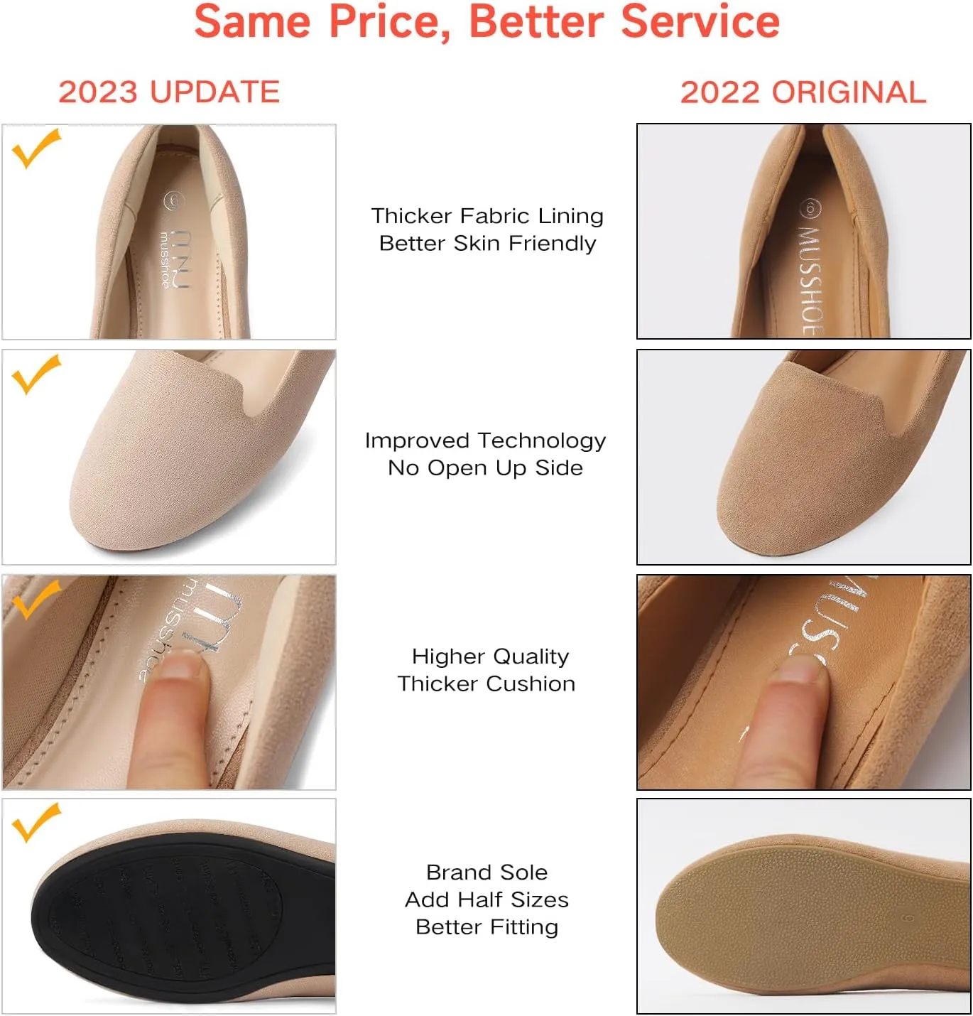 USSHOE Flats Shoes for Women Slip on Round Toe Comfortable Women's Flats Ballet Flats Shoes Loafers