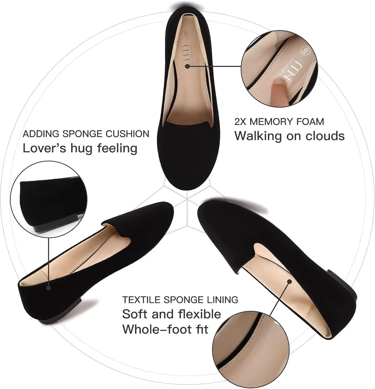 USSHOE Flats Shoes for Women Slip on Round Toe Comfortable Women's Flats Ballet Flats Shoes Loafers