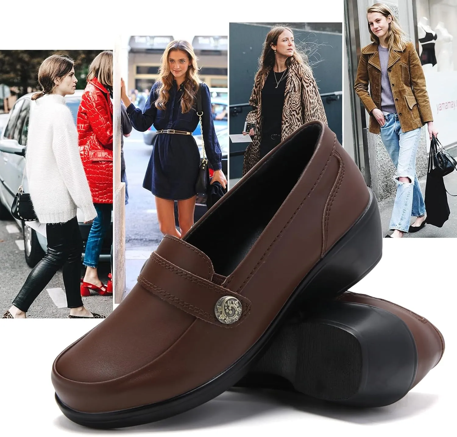 UZB Orthopedic Loafers for Women Dress Shoes Low Heel Slip On Shoes Business Casual Work Office Dressy Shoes