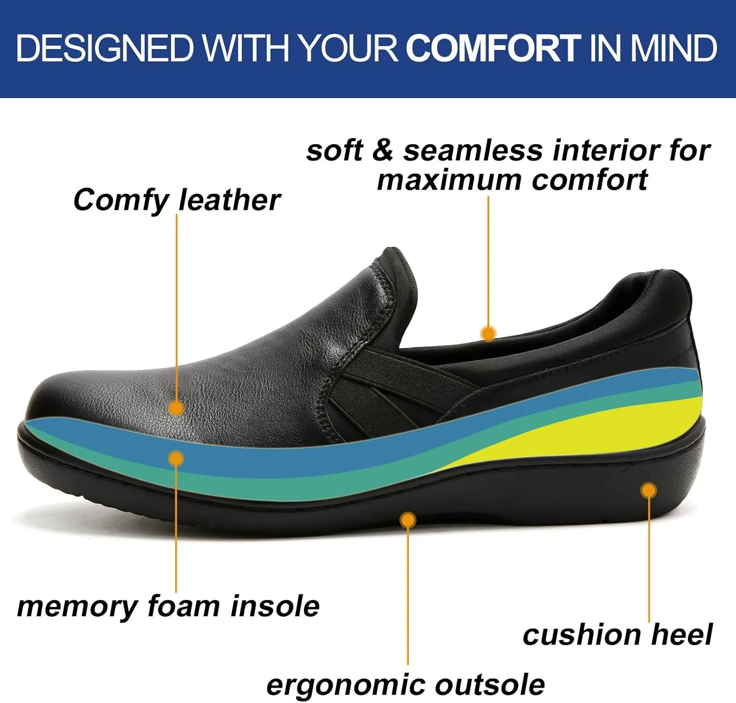 UZB Orthopedic Loafers for Women Slip on Shoes Comfortable Casual Dress Shoes with Memory Foam