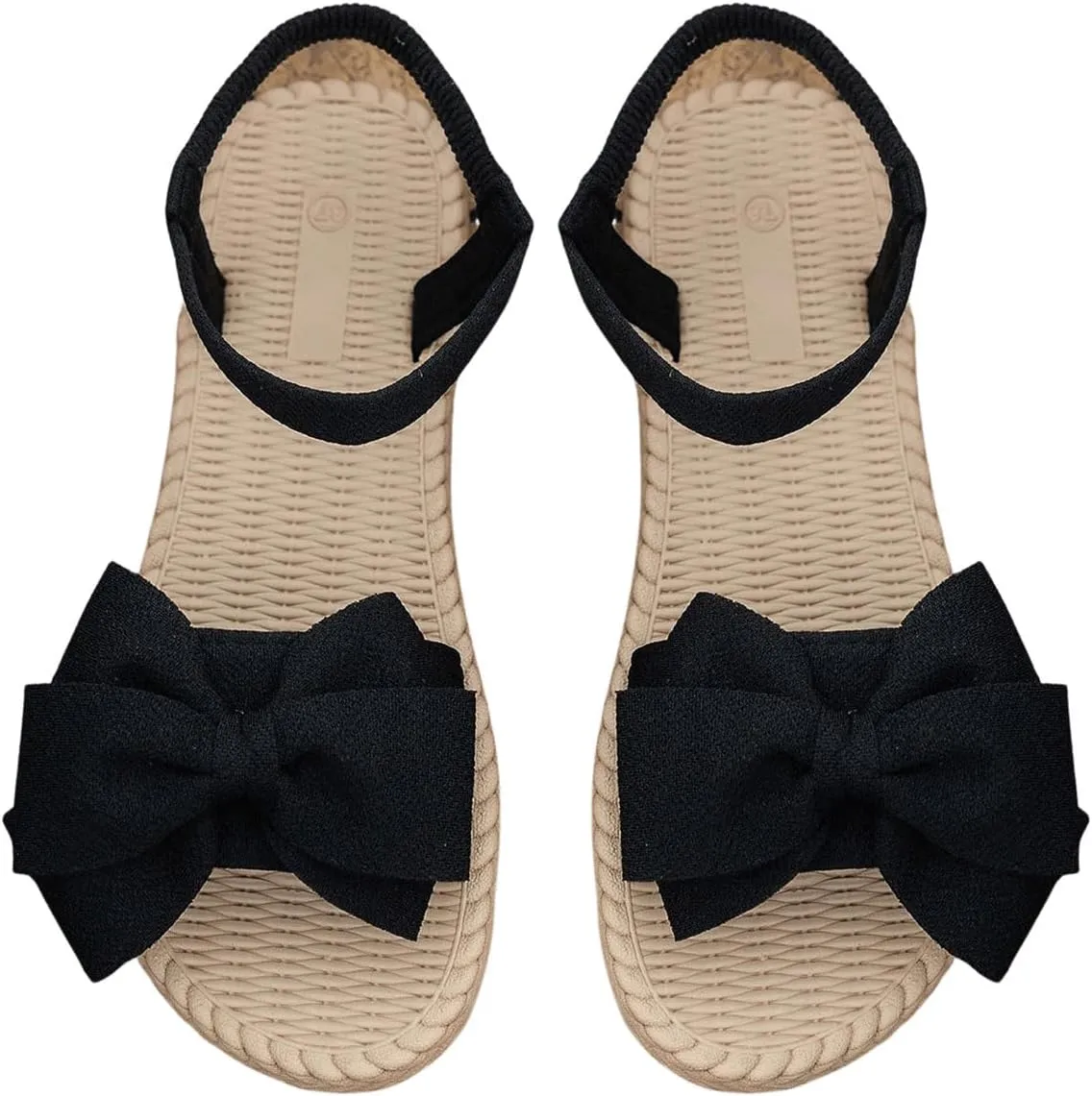 Verdusa Women's Bow Knot Flat Sandals Open Toe Ankle Strap Vacation Sandals