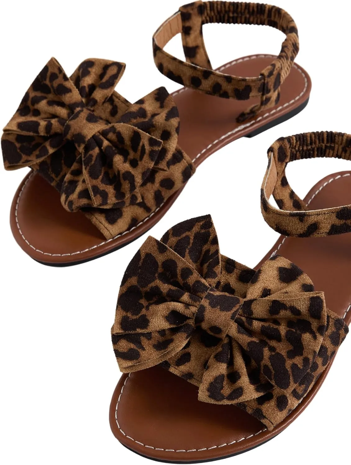 Verdusa Women's Coquette Bowknot Ankle Strap Leather Sandals Holiday Beach Flat Sandals