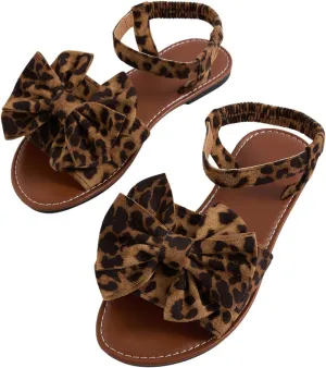 Verdusa Women's Coquette Bowknot Ankle Strap Leather Sandals Holiday Beach Flat Sandals