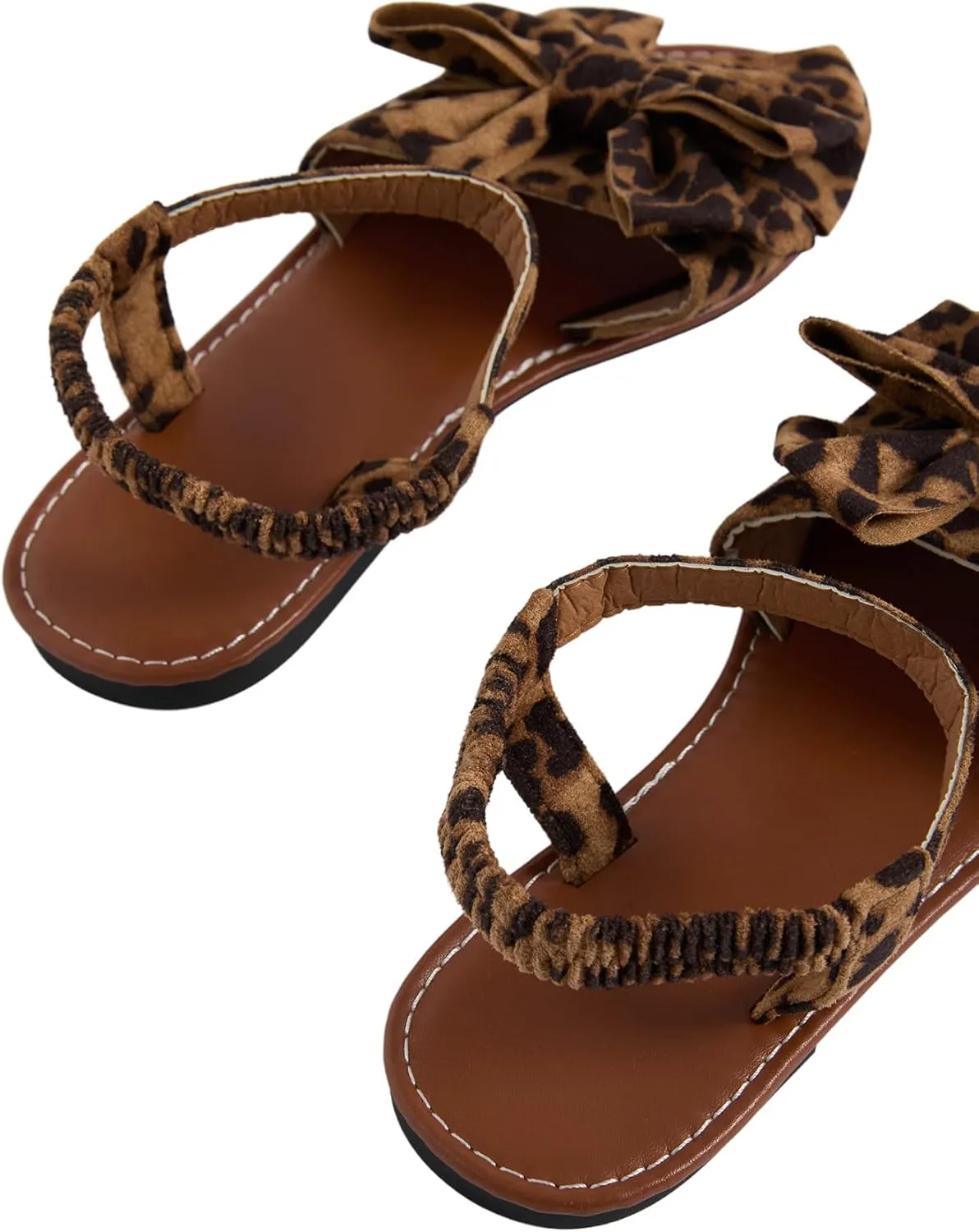 Verdusa Women's Coquette Bowknot Ankle Strap Leather Sandals Holiday Beach Flat Sandals