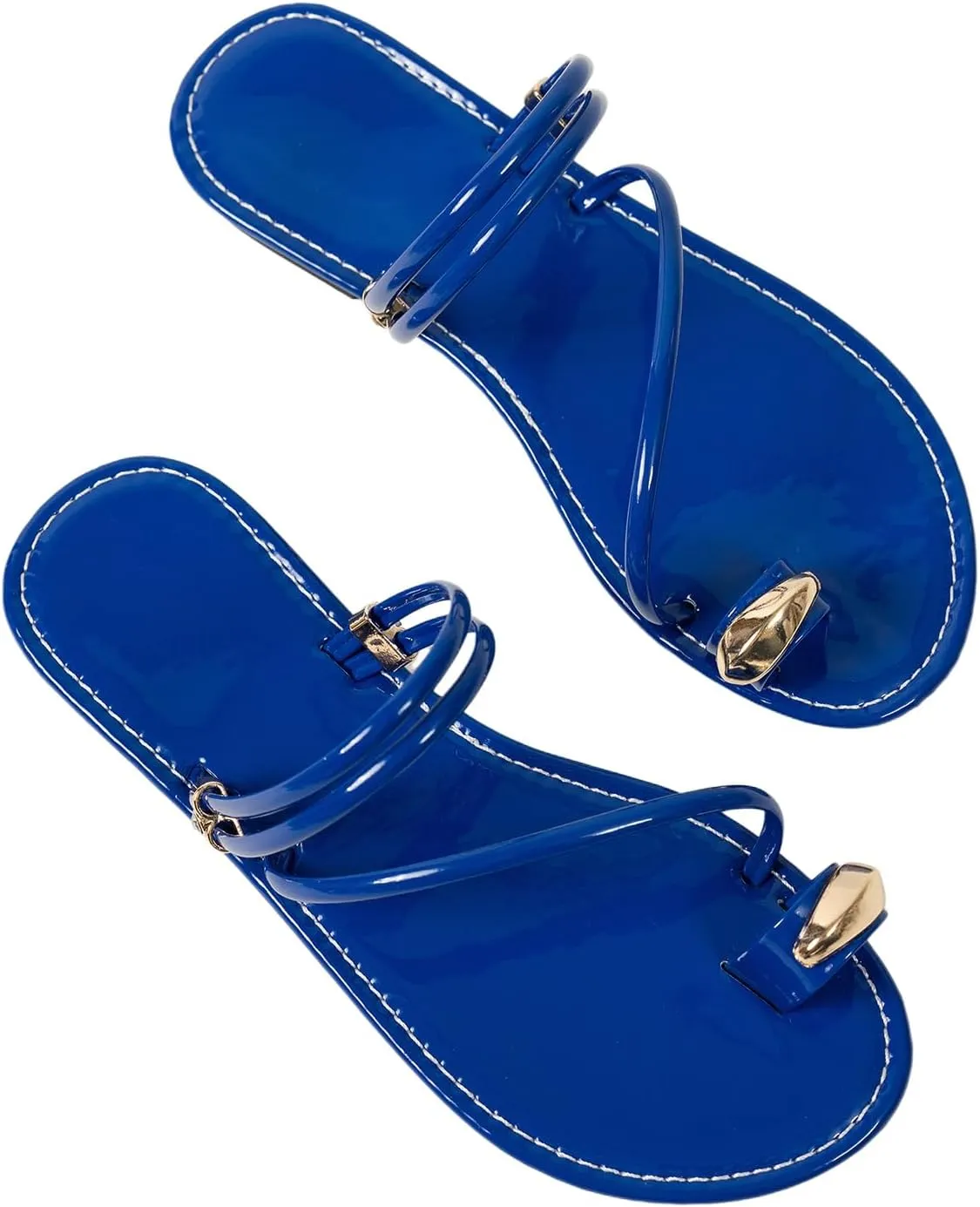 Verdusa Women's Metallic Open Toe Thong Sandals Summer Strappy Flat Sandals