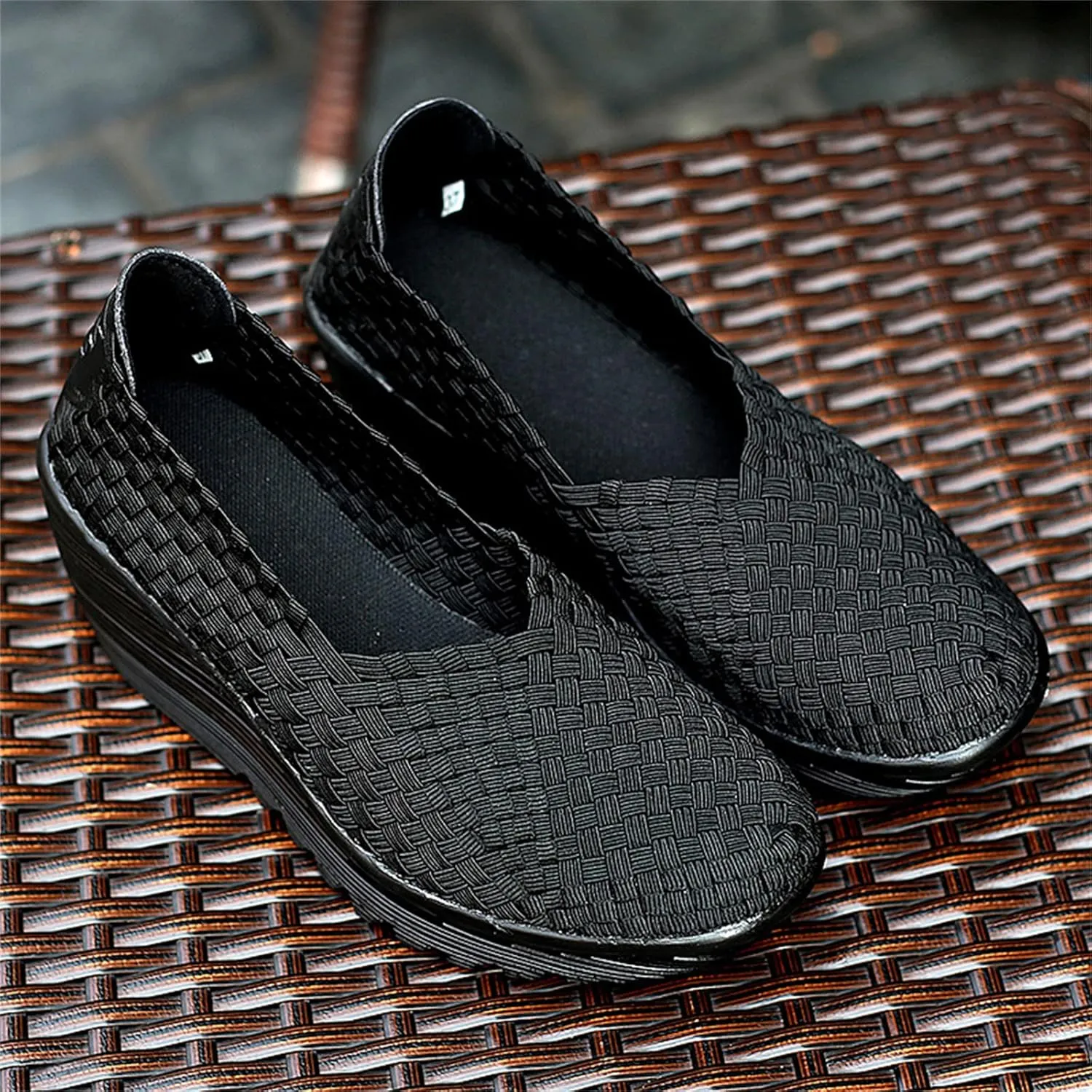Veroders Women's Woven Elastic Platform Sandals Platform Wedge Sandals for Women Slip-On Wedge Pumps Handmade Breathable Comfortable Fashion Shoes