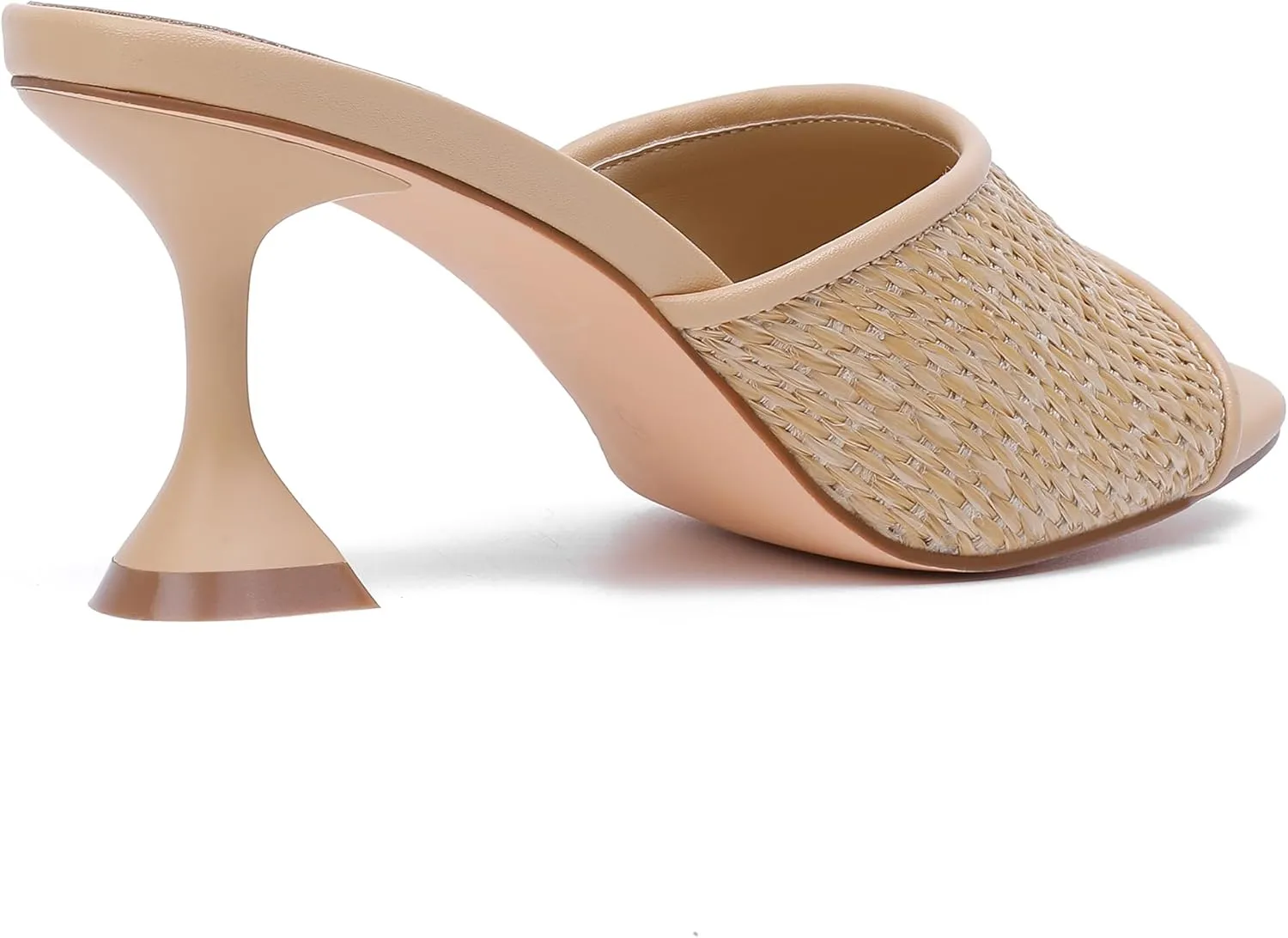 vivianly Womens Clear Heels Sandals Transparent Stiletto Heel Slippers Backless Peep Toe Slip on Heeled Mules