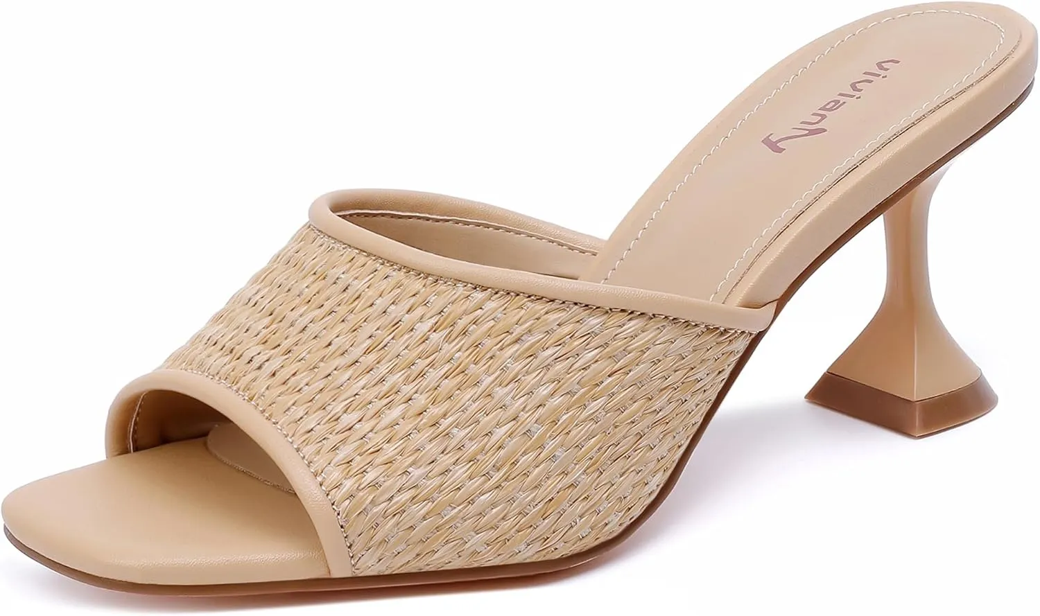 vivianly Womens Clear Heels Sandals Transparent Stiletto Heel Slippers Backless Peep Toe Slip on Heeled Mules